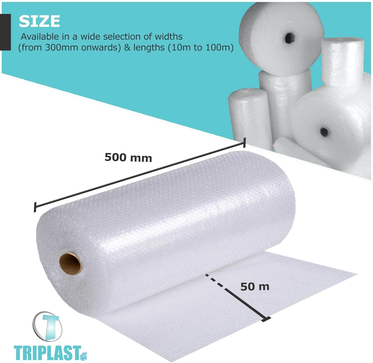 رول نایلون حبابدار Triplast (500mm x 50m) - نایلون حبابدار ضربه گیر برای اسباب کشی منزل، بسته بندی اقلام شکستنی و بسته بندی محافظ برای حمل و نقل و نگهداری رول نایلون حبابدار Triplast (500mm x 50m) - نایلون حبابدار ضربه گیر برای اسباب کشی منزل، بسته بندی اقلام شکستنی و بسته بندی محافظ برای حمل و نقل و نگهداری