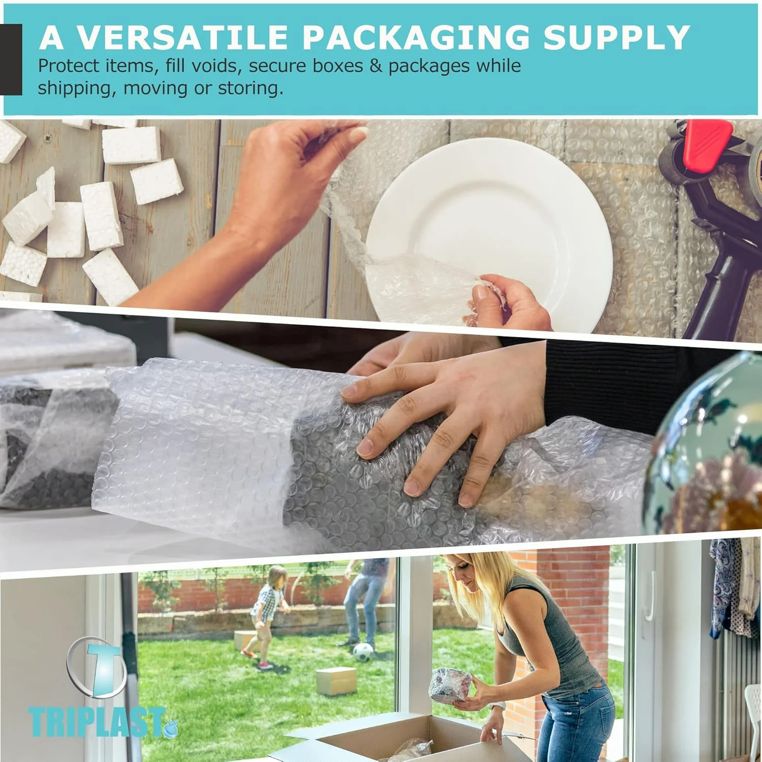 رول نایلون حبابدار Triplast (500mm x 50m) - نایلون حبابدار ضربه گیر برای اسباب کشی منزل، بسته بندی اقلام شکستنی و بسته بندی محافظ برای حمل و نقل و نگهداری رول نایلون حبابدار Triplast (500mm x 50m) - نایلون حبابدار ضربه گیر برای اسباب کشی منزل، بسته بندی اقلام شکستنی و بسته بندی محافظ برای حمل و نقل و نگهداری