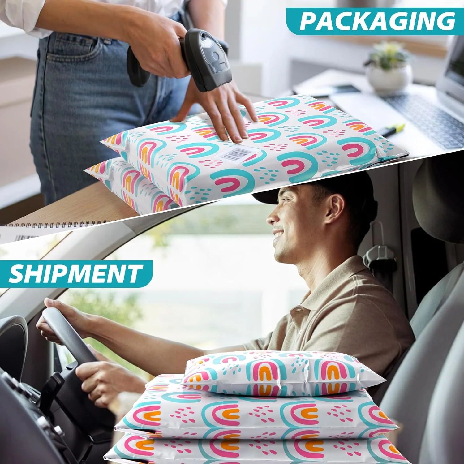 پاکت پستی پلی اتیلن عودودیانزی 10x13، بسته 50 عددی، کیسه های پستی خود چسب، کیسه های پلی اتیلن، کیسه های بسته بندی برای کسب و کارهای کوچک و لباس - رنگین کمانی پاکت پستی پلی اتیلن عودودیانزی 10x13، بسته 50 عددی، کیسه های پستی خود چسب، کیسه های پلی اتیلن، کیسه های بسته بندی برای کسب و کارهای کوچک و لباس - رنگین کمانی