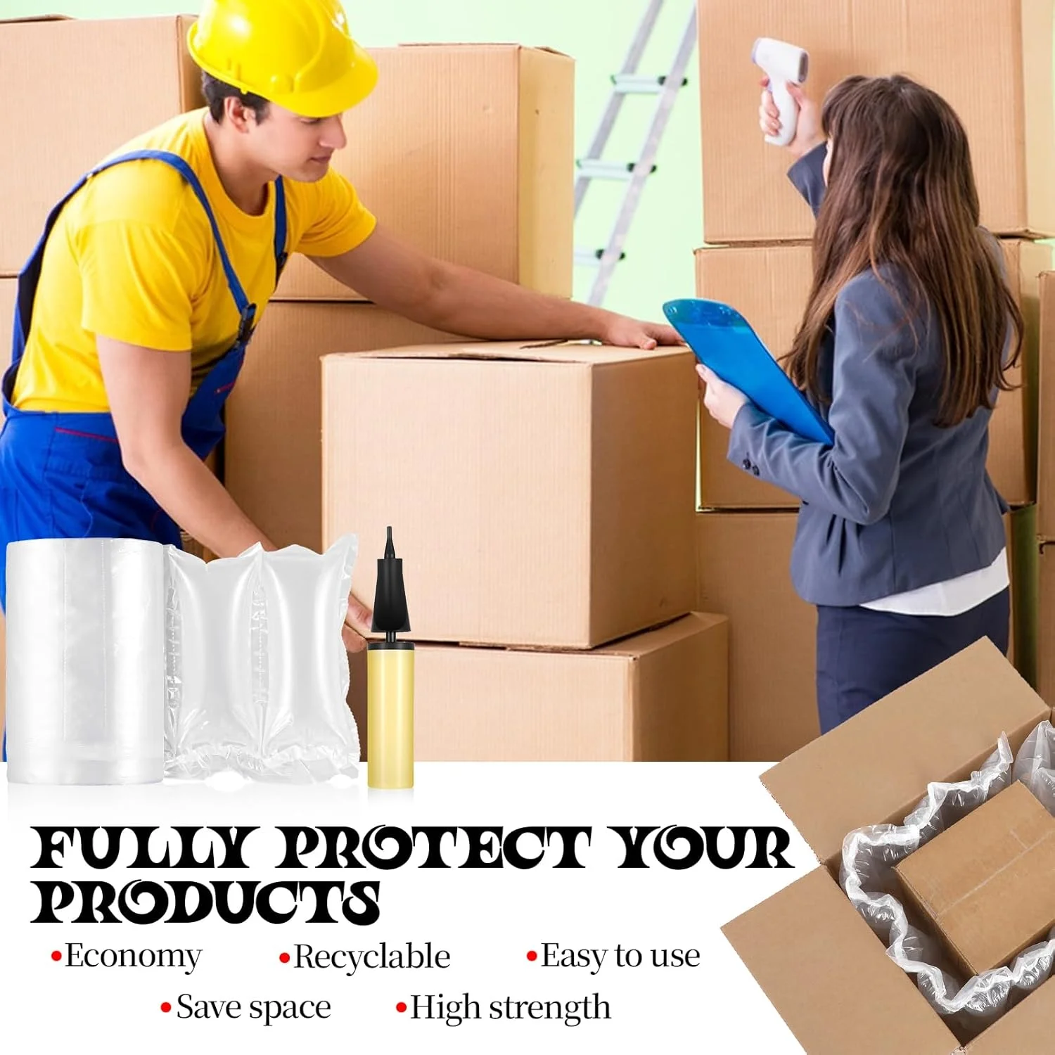 440 عدد بالش هوا برای حمل و نقل با پمپ دستی، کیسه های هوای بادی برای بسته بندی 4" x 8"، پر کردن جعبه، حفظ شکل، جایگزین بسته بندی برای پر کردن فضاهای خالی در بسته ها 440 عدد بالش هوا برای حمل و نقل با پمپ دستی، کیسه های هوای بادی برای بسته بندی 4" x 8"، پر کردن جعبه، حفظ شکل، جایگزین بسته بندی برای پر کردن فضاهای خالی در بسته ها