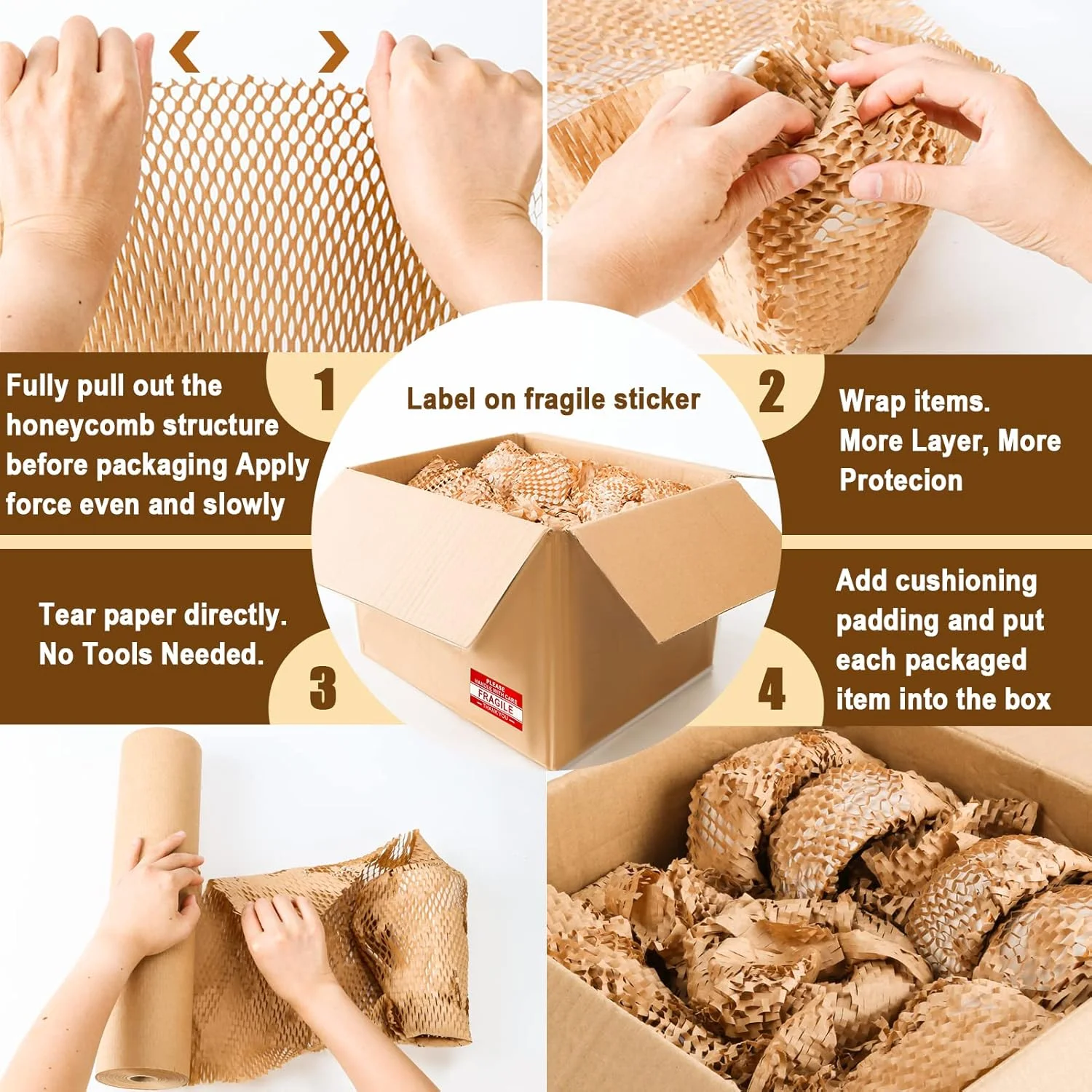 کاغذ بسته بندی لانه زنبوری، 15 اینچ در 180 فوت کاغذ بسته بندی بالشتکی قابل بازیافت برای جابجایی، حمل و نقل، بسته بندی اقلام شکستنی، رول کاغذ لانه زنبوری کرافت سازگار با محیط زیست جایگزین پلاستیک حباب دار با 20 برچسب شکستنی کاغذ بسته بندی لانه زنبوری، 15 اینچ در 180 فوت کاغذ بسته بندی بالشتکی قابل بازیافت برای جابجایی، حمل و نقل، بسته بندی اقلام شکستنی، رول کاغذ لانه زنبوری کرافت سازگار با محیط زیست جایگزین پلاستیک حباب دار با 20 برچسب شکستنی