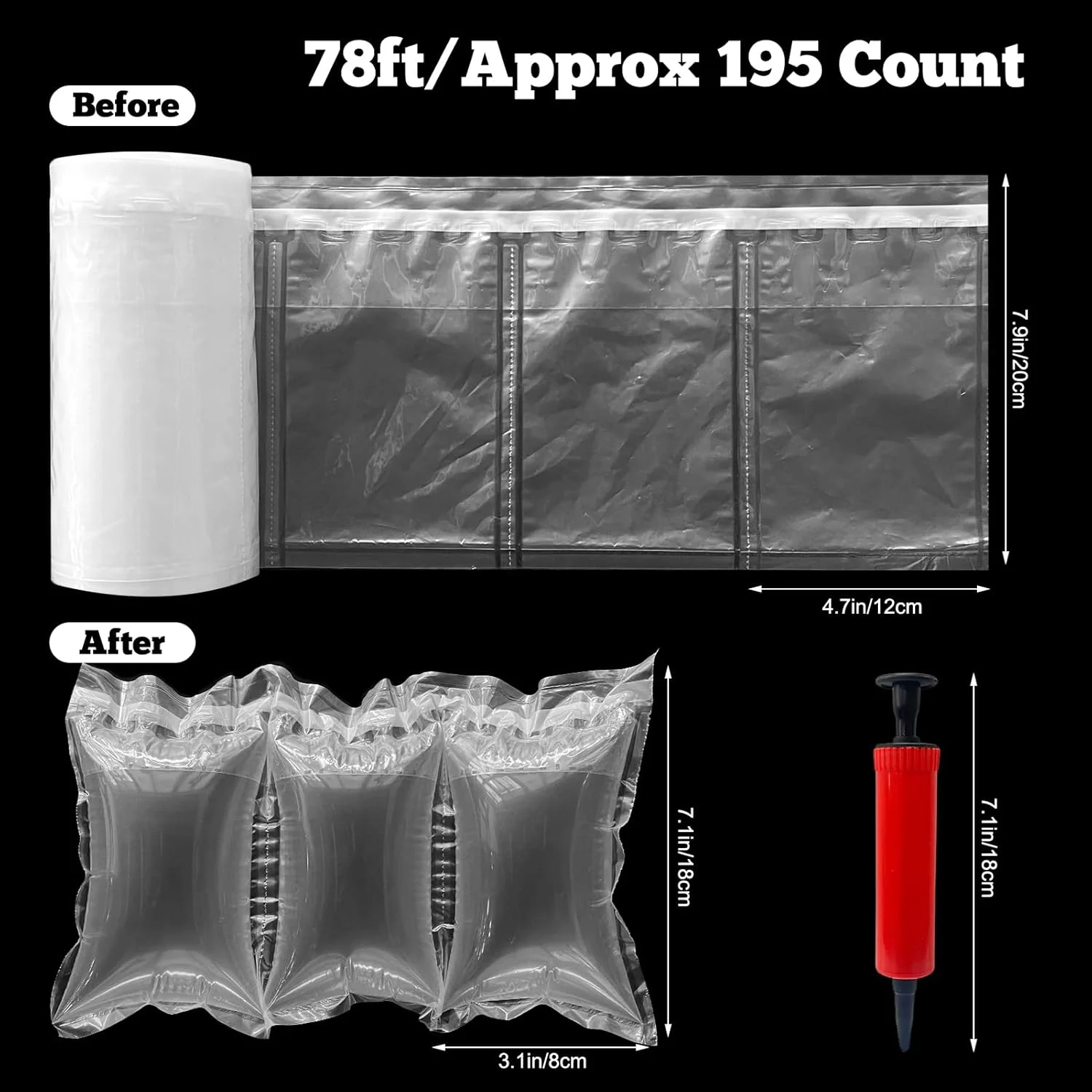 بالشتک های هوا KKONHII برای حمل و نقل، فیلم کوسن بسته بندی 25 متری/210 عددی با پمپ، کیسه های بسته بندی بادی هوا برای بسته بندی، پرکننده جعبه متحرک، جایگزین شکل کیف پول برای بادام زمینی بسته بندی، 12 * 20 سانتی متر بالشتک های هوا KKONHII برای حمل و نقل، فیلم کوسن بسته بندی 25 متری/210 عددی با پمپ، کیسه های بسته بندی بادی هوا برای بسته بندی، پرکننده جعبه متحرک، جایگزین شکل کیف پول برای بادام زمینی بسته بندی، 12 * 20 سانتی متر