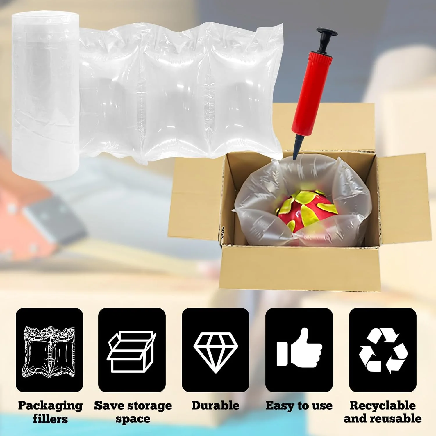 بالشتک های هوا KKONHII برای حمل و نقل، فیلم کوسن بسته بندی 25 متری/210 عددی با پمپ، کیسه های بسته بندی بادی هوا برای بسته بندی، پرکننده جعبه متحرک، جایگزین شکل کیف پول برای بادام زمینی بسته بندی، 12 * 20 سانتی متر بالشتک های هوا KKONHII برای حمل و نقل، فیلم کوسن بسته بندی 25 متری/210 عددی با پمپ، کیسه های بسته بندی بادی هوا برای بسته بندی، پرکننده جعبه متحرک، جایگزین شکل کیف پول برای بادام زمینی بسته بندی، 12 * 20 سانتی متر