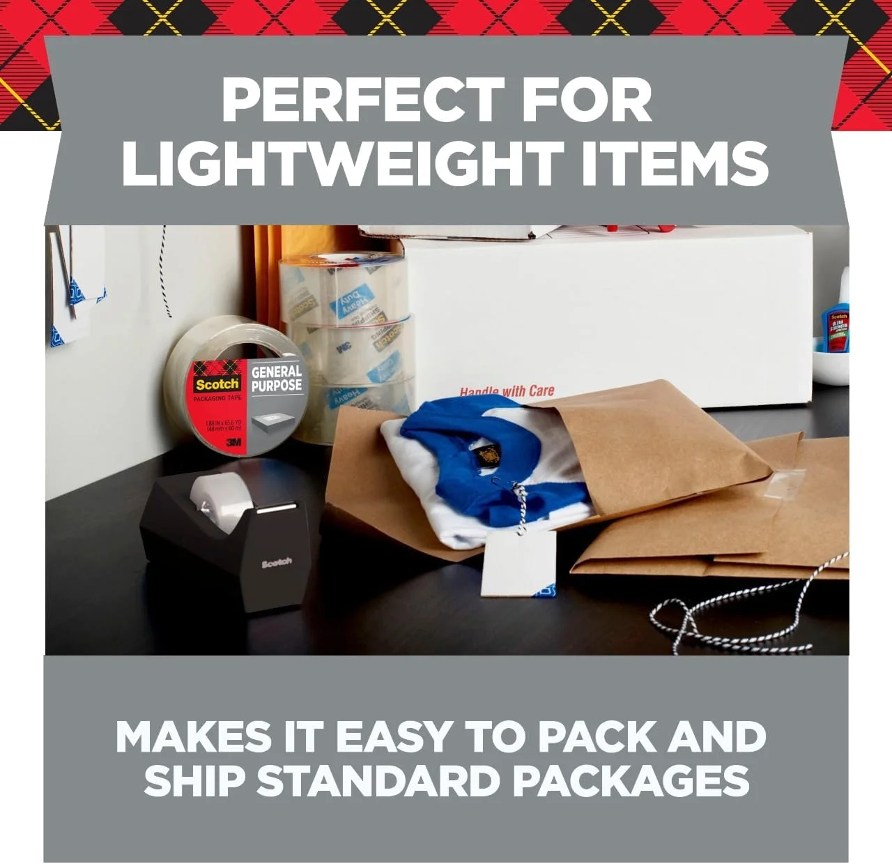 نوار بسته بندی حمل و نقل اسکاچ با پخش کننده، 48 میلی متر x 77 متر، شفاف، 1 پخش کننده/بسته نوار بسته بندی حمل و نقل اسکاچ با پخش کننده، 48 میلی متر x 77 متر، شفاف، 1 پخش کننده/بسته