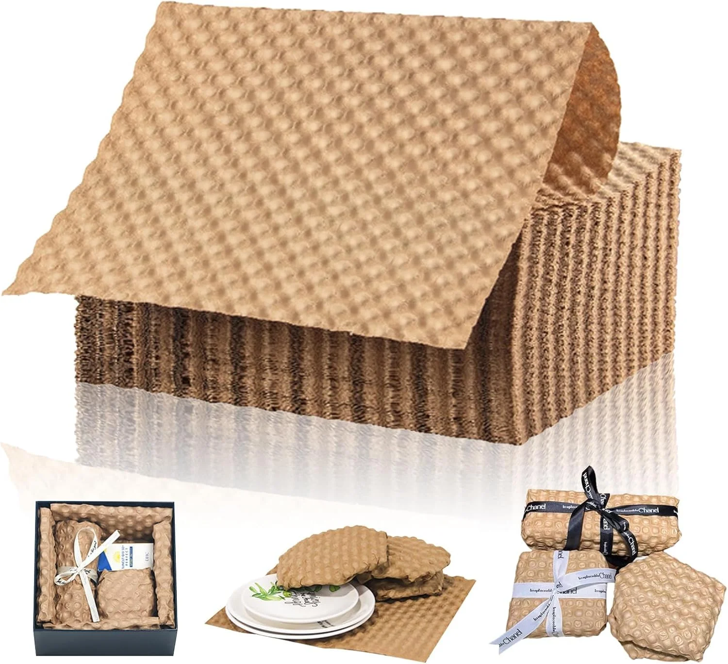 Shinok کاغذ حباب دار محافظ بسته بندی سازگار با محیط زیست، لوازم بسته بندی برای اسباب کشی، حمل و نقل و نگهداری اقلام ظریف، پرکننده جعبه های اسباب کشی، جایگزین حباب پلاستیکی (14.5 متر)