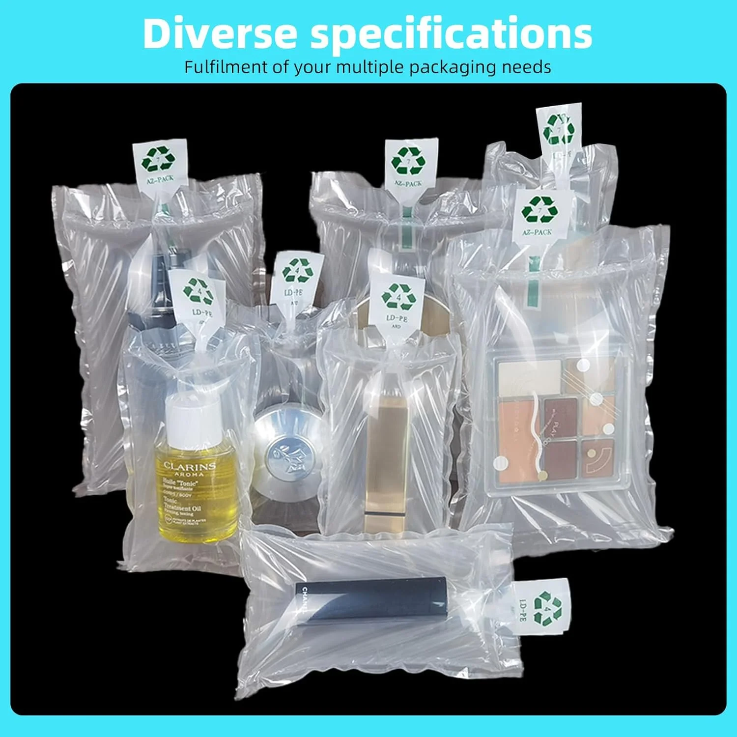 کیسه های هوای بسته بندی، 100 عدد کیسه حباب هوا، بالشتک های هوا، کیسه های بافر، پرکننده های خالی برای حمل و نقل و بسته بندی، پمپ رایگان، 4 x 6 اینچ