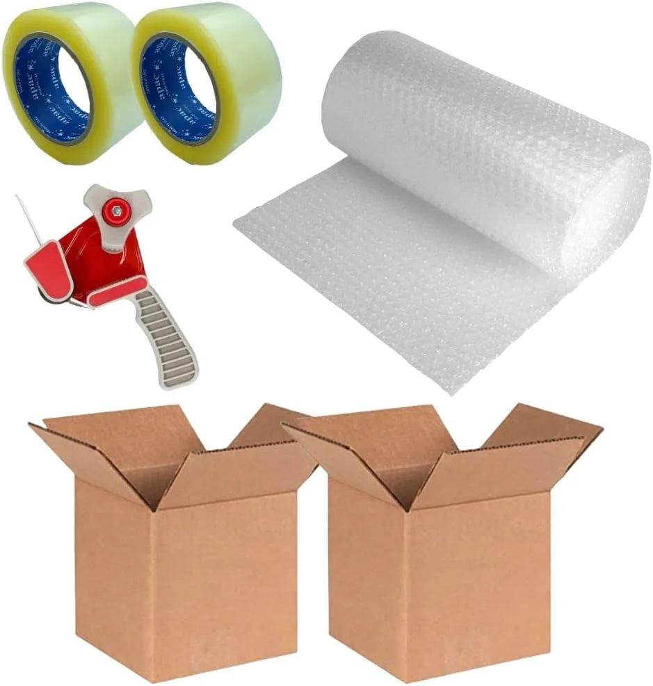 کیت بسته بندی جامبو آپاک - شامل نایلون حبابدار، جعبه های مقوایی، چسب های شفاف و دستگاه چسب زن برای حمل و نقل، ارسال پستی و اسباب کشی عمده کیت بسته بندی جامبو آپاک - شامل نایلون حبابدار، جعبه های مقوایی، چسب های شفاف و دستگاه چسب زن برای حمل و نقل، ارسال پستی و اسباب کشی عمده