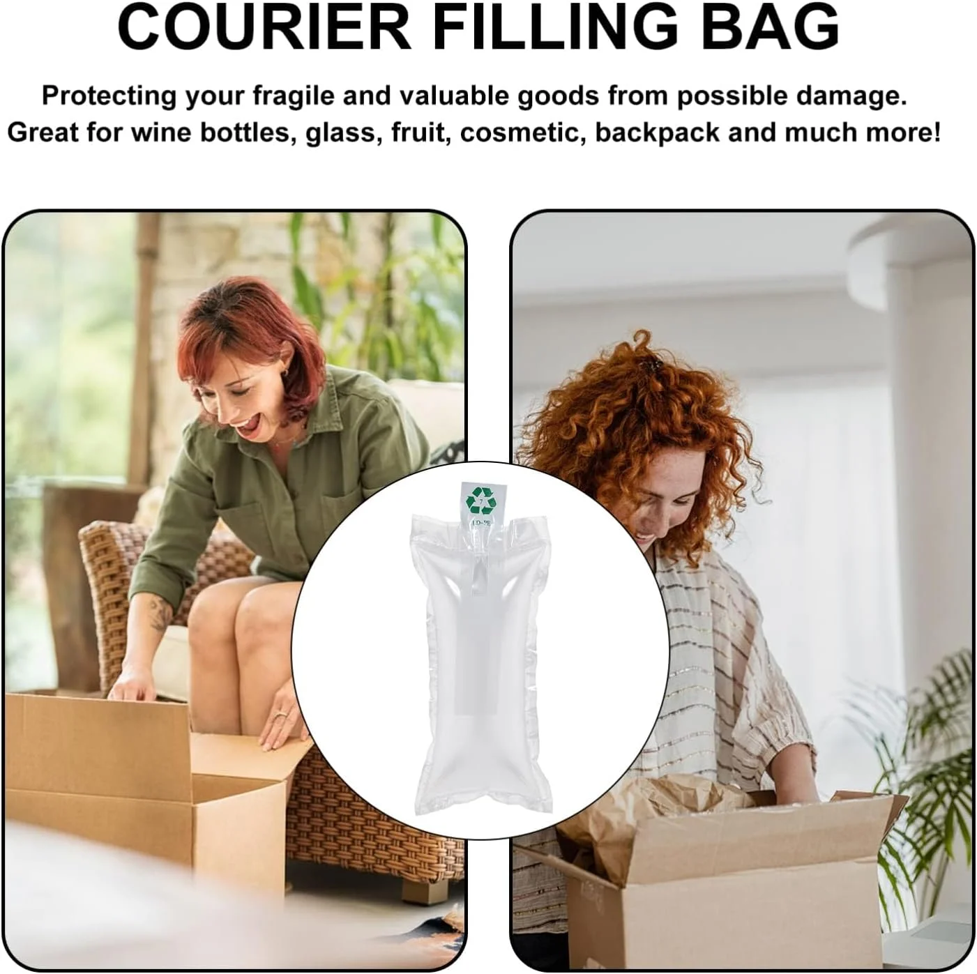 کیسه های بالشتک هوا KASTWAVE، 100 عدد بالش بادی، کیسه های حباب دار، بسته بندی فیلم ضد ضربه برای بسته بندی حمل و نقل پستی 10x20 سانتی متر