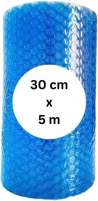 رول نایلون حبابدار آبی Nice Pack، رول حبابدار برای بسته بندی، رول حبابدار آبی ضربه گیر هوا، برای بسته بندی اقلام شکستنی، حمل و نقل، ارسال پستی، بسته بندی و لوازم اسباب کشی (30 سانتی متر در 5 متر)