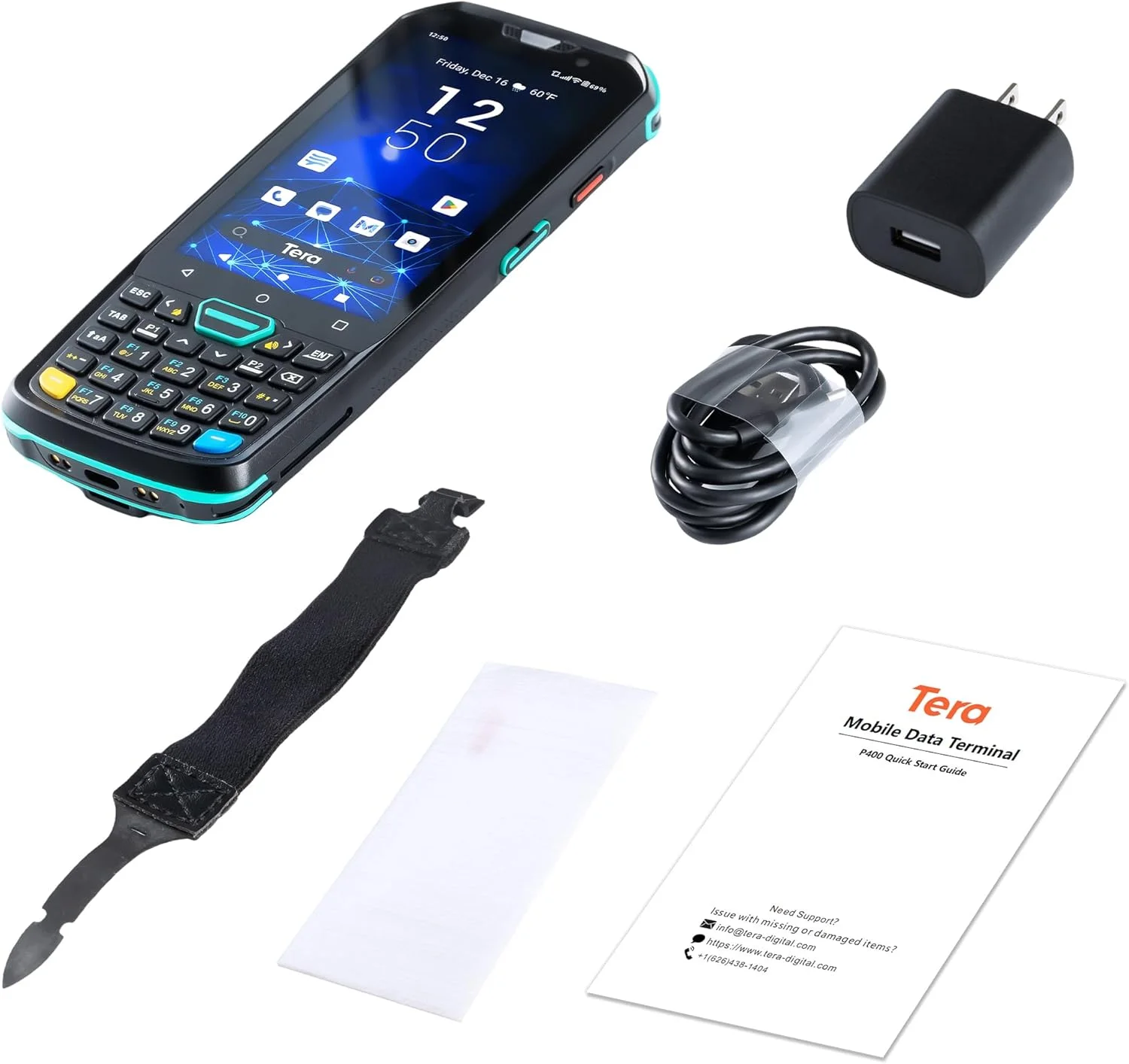 PDA اسکنر بارکد اندروید 11 Tera: موتور اسکن HS7، دارای 26 کلید، مقاوم IP67، حافظه 4+64 گیگابایت، باتری 5100 میلی آمپر ساعت، شارژ سریع QC 3.0، صفحه نمایش لمسی 4 اینچی، ترمینال موبایل برای اسکنر انبار P400