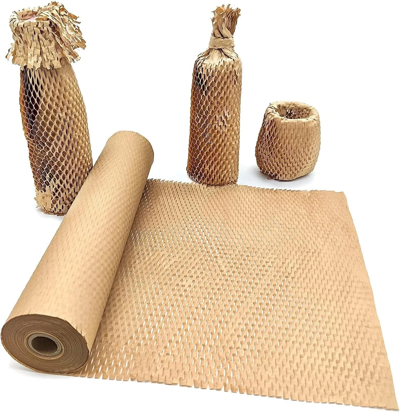 رول کاغذ بسته بندی لانه زنبوری KASTWAVE، 15 اینچ × 131 اینچ، رول بسته بندی بالشتکی سازگار با محیط زیست، لوازم بسته بندی حمل و نقل محافظ کرافت، پرکننده جعبه های قهوه ای برای حمل و نقل/جابجایی وسایل شکستنی