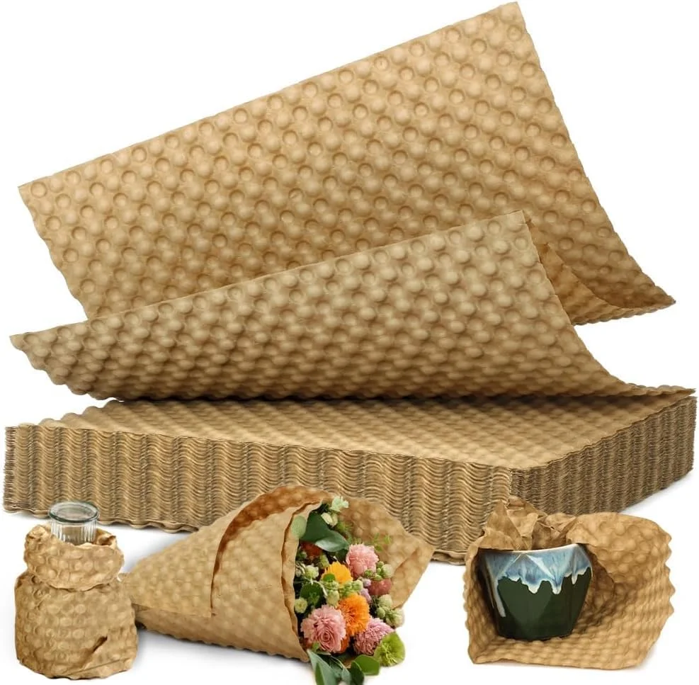 کاغذ بسته بندی حبابدار - 30x30 سانتی متر، کاغذ کرافت حبابدار بادوام برای اسباب کشی، لوازم حمل و نقل سازگار با محیط زیست و قابل شستشو، کاغذ بسته بندی زیست تخریب پذیر (30 متر)