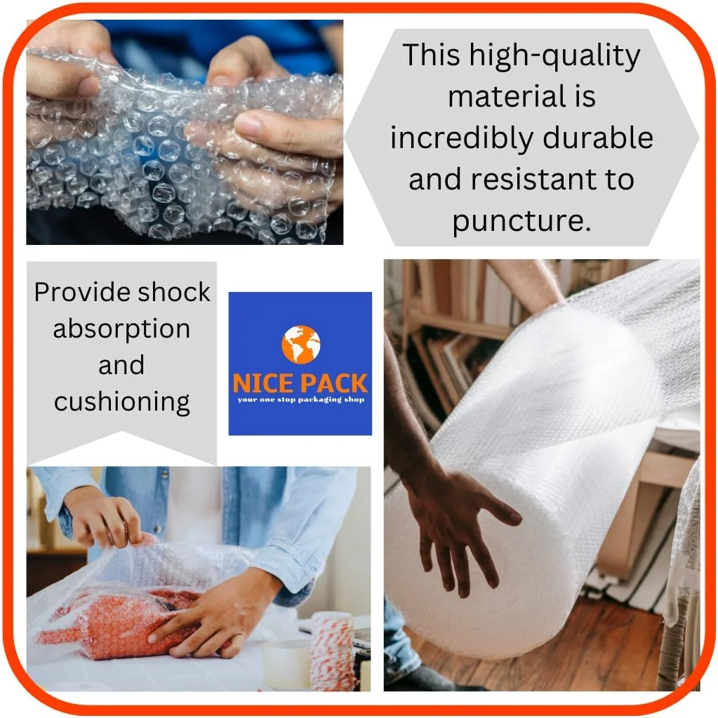 رول نایلون حبابدار Nice Pack، رول بسته بندی حبابدار، رول محافظ حباب هوا برای بسته بندی اقلام شکستنی، حمل و نقل، ارسال پستی، بسته بندی و لوازم اسباب کشی (75 سانتی متر در 10 متر)
