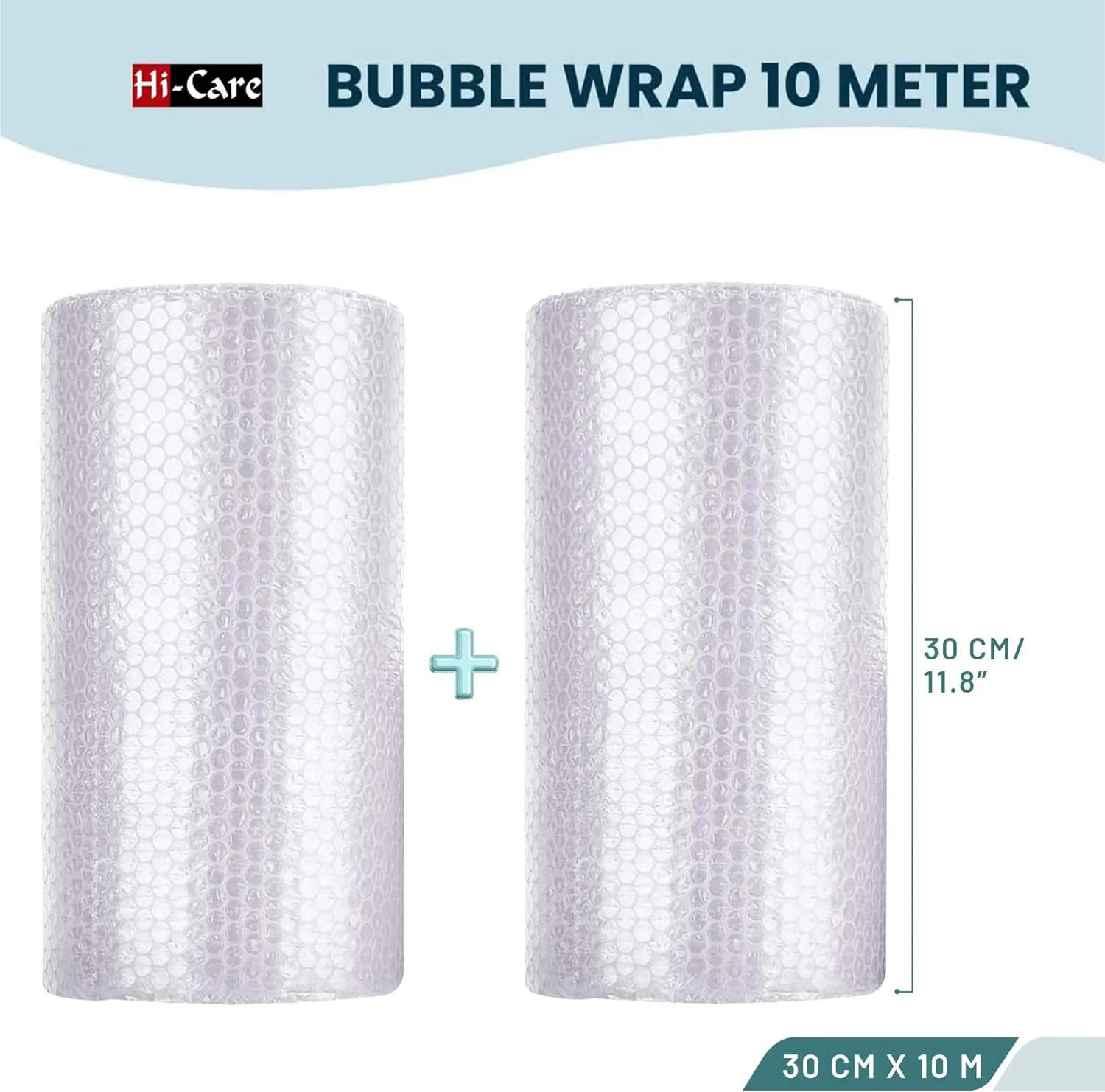 های-کر [مجموعه 2 رول] رول پلاستیک حبابدار 30 سانتی متر در 10 متر، رول حباب بسته بندی، پلاستیک حبابدار ضربه گیر برای بسته بندی وسایل شکستنی، حمل و نقل، پست، لوازم بسته بندی و اسباب کشی