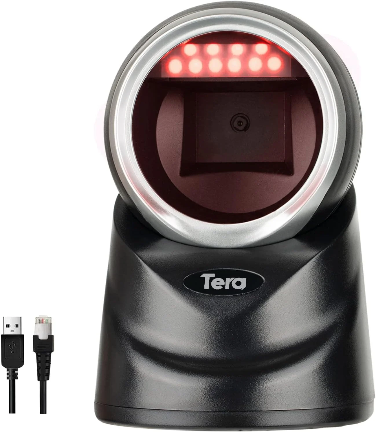 اسکنر بارکد خوان چند جهته Tera Pro 2D QR رومیزی بدون نیاز به دست، هد اسکن قابل تنظیم، اسکنر پلت فرم اتوماتیک سیمی با کابل USB برای پرداخت صفحه نمایش موبایل فروشگاه خرده فروشی بازار