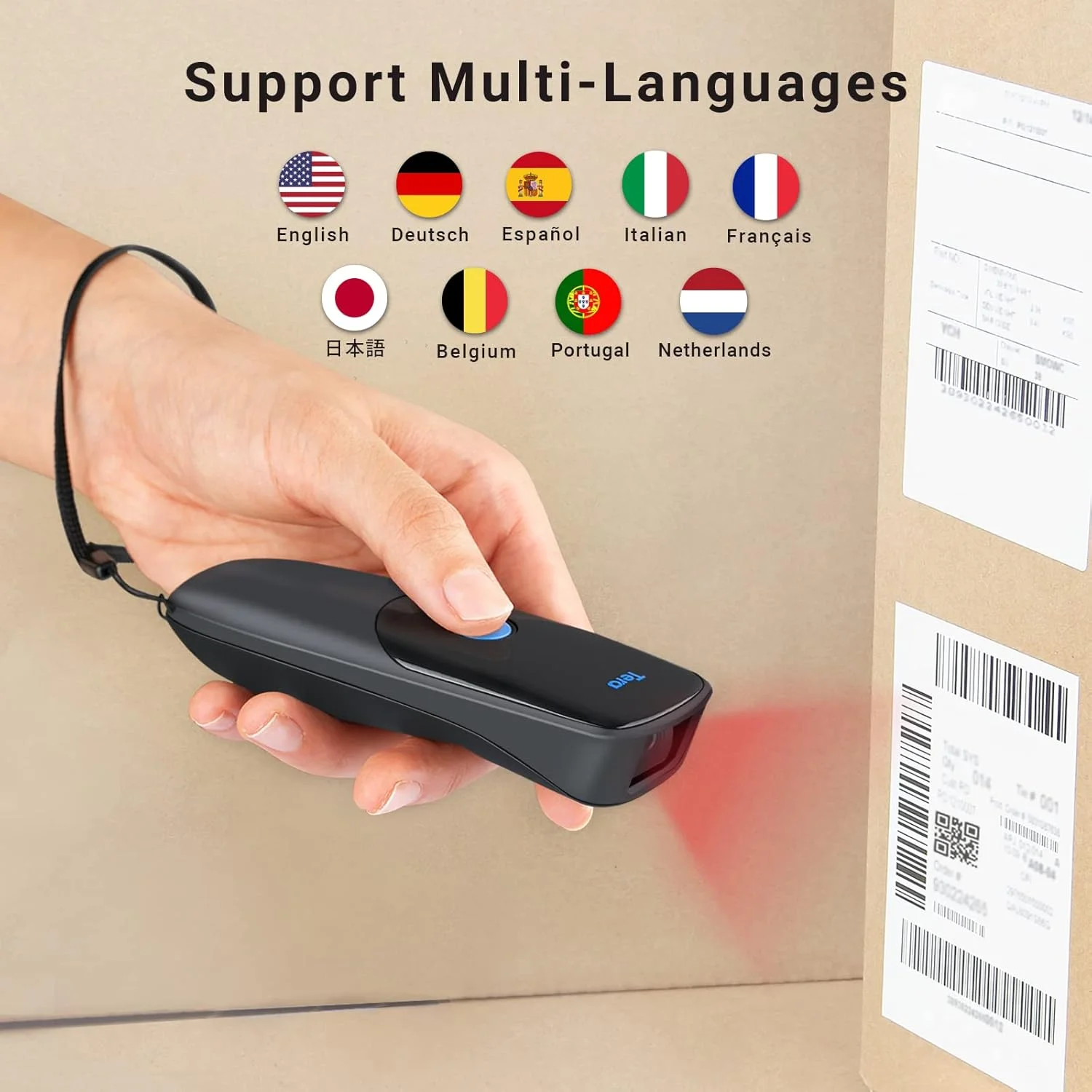 بارکد خوان Tera Pro Extreme Performance بی سیم 1D 2D QR مینی قابل حمل کوچک 3 در 1 سازگار با بلوتوث و بی سیم 2.4G و USB سیمی جیبی دستی با قابلیت ثبت زمان مدل 1300