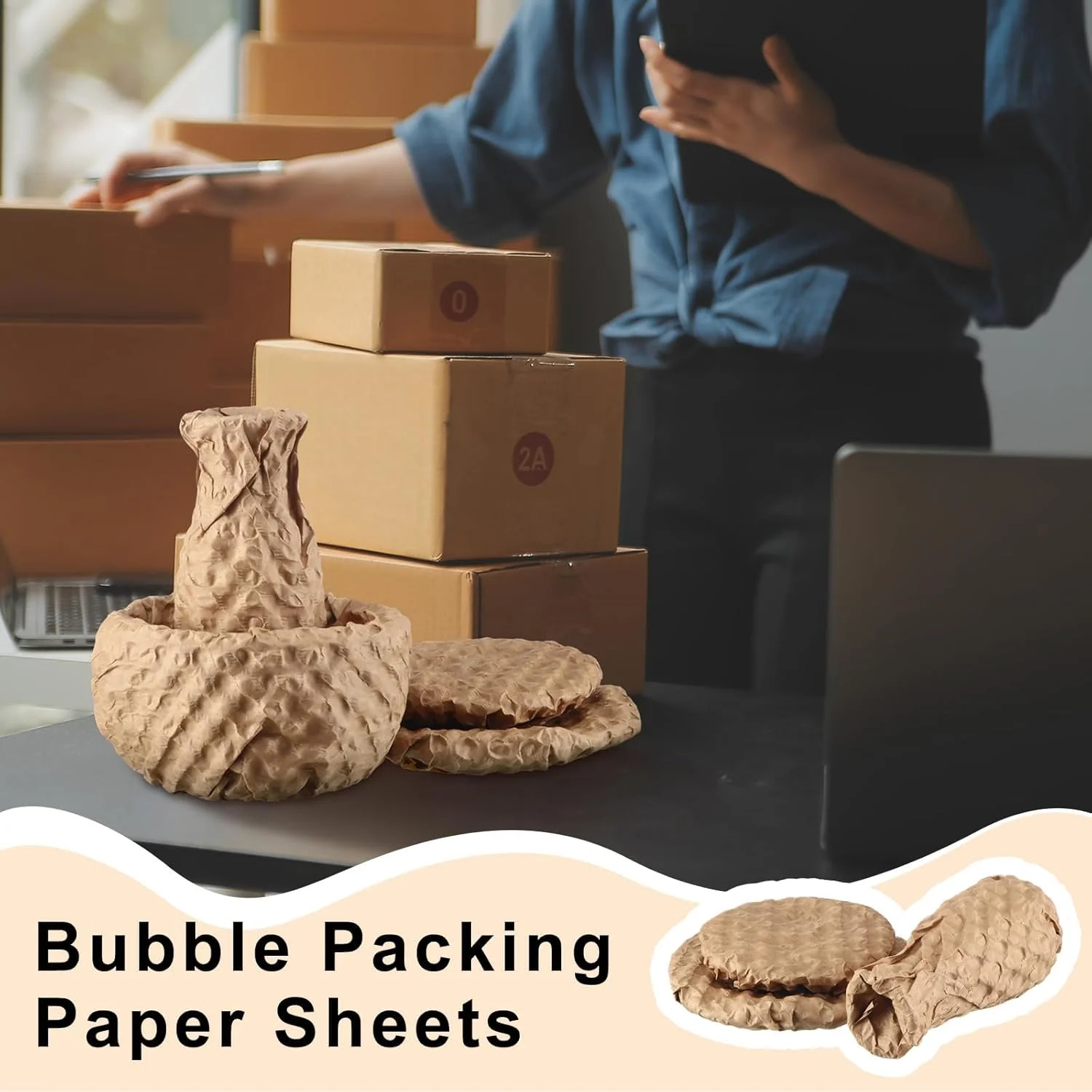 پد محافظ حباب دار KASTWAVE، 100 برگ 30x30 سانتی متر، جایگزین پایدار برای پلاستیک، بالشتک برای بسته بندی، لوازم اسباب کشی و حمل و نقل