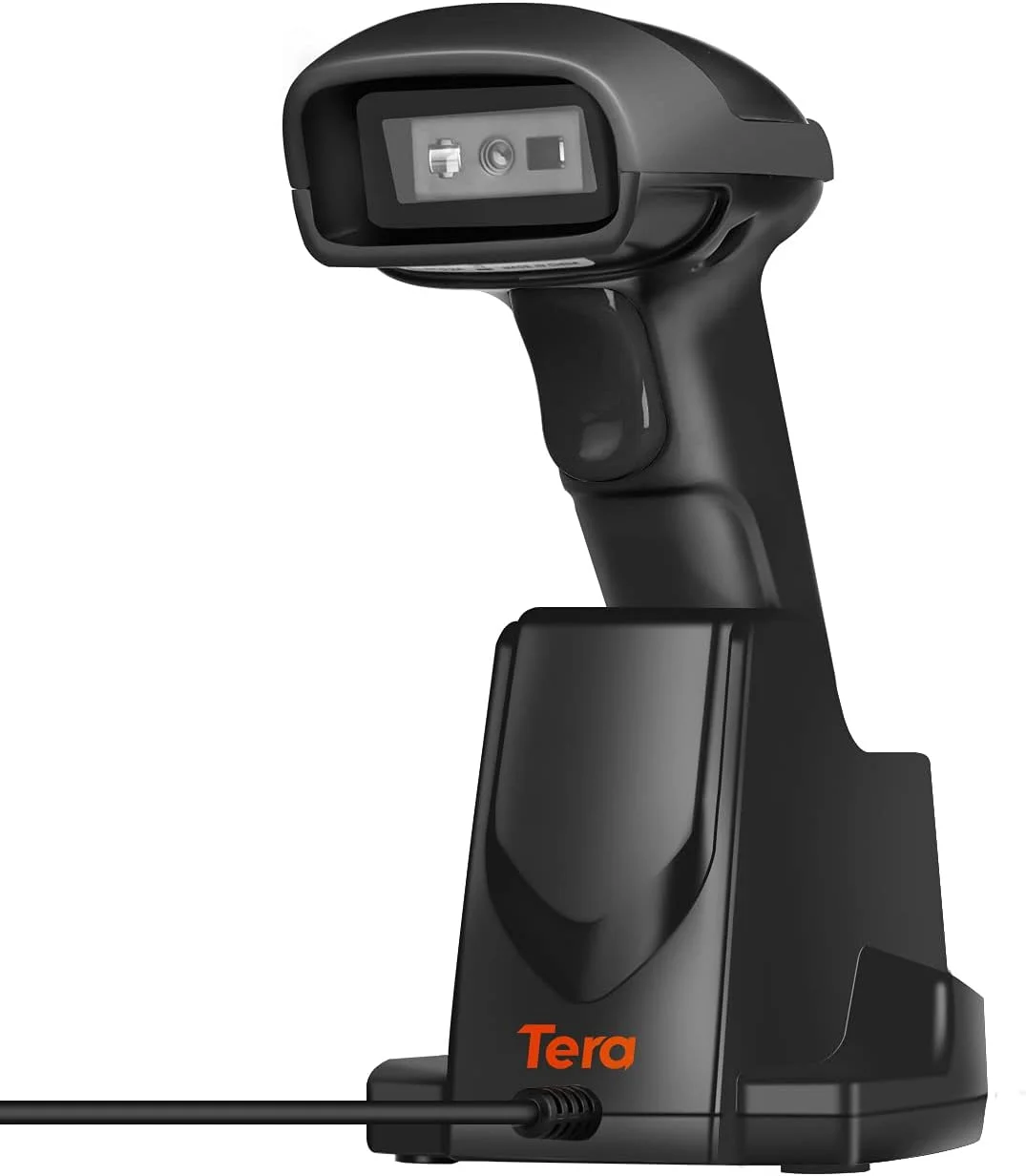 اسکنر بارکد بی سیم Tera Tera 1D 2D با پایه شارژ USB، اسکنر بارکد دستی، اسکنر حسگر خودکار سریع و دقیق