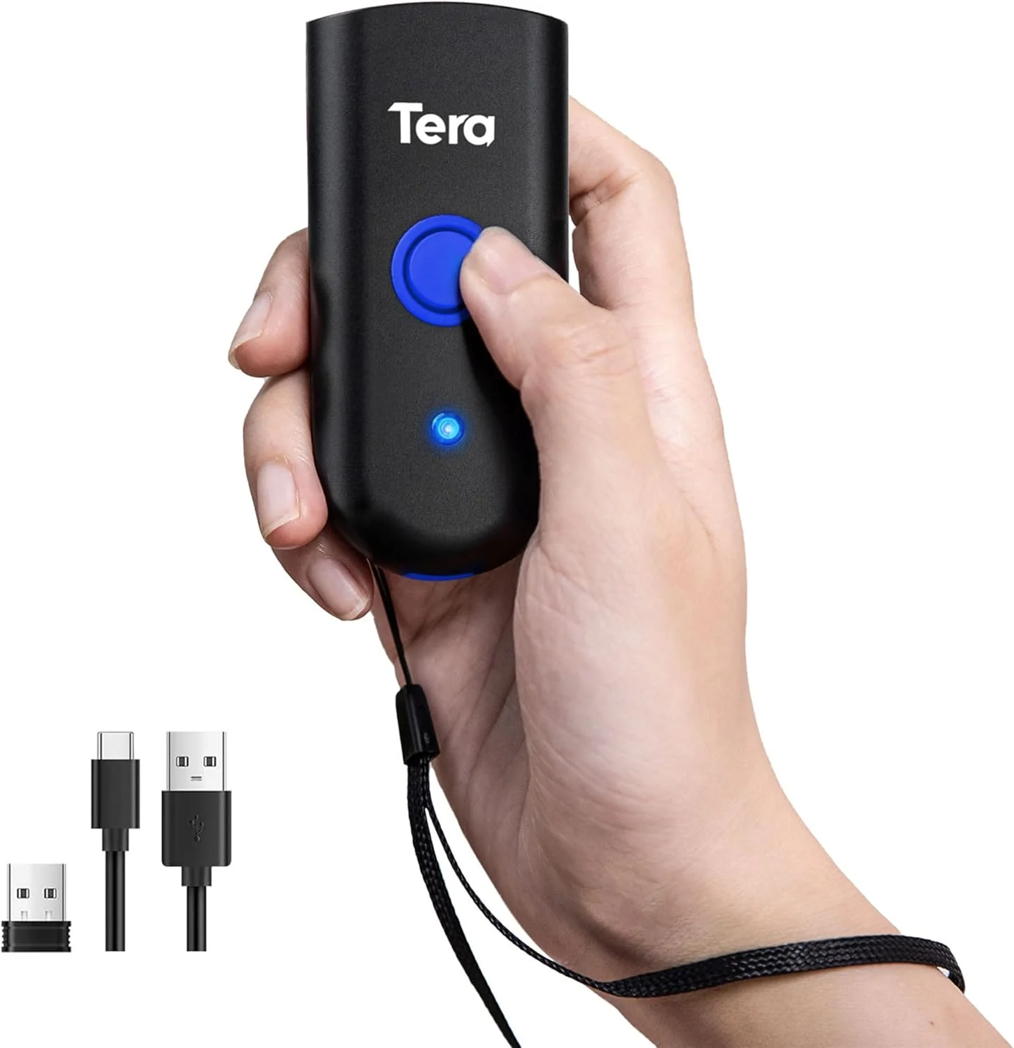 بارکد خوان لیزری تک بعدی بلوتوثی Tera Mini، بارکد خوان قابل حمل 3 در 1 USB سیمی و بی سیم 2.4G و بلوتوث سازگار با IOS، MAC OS، Android، تبلت ها