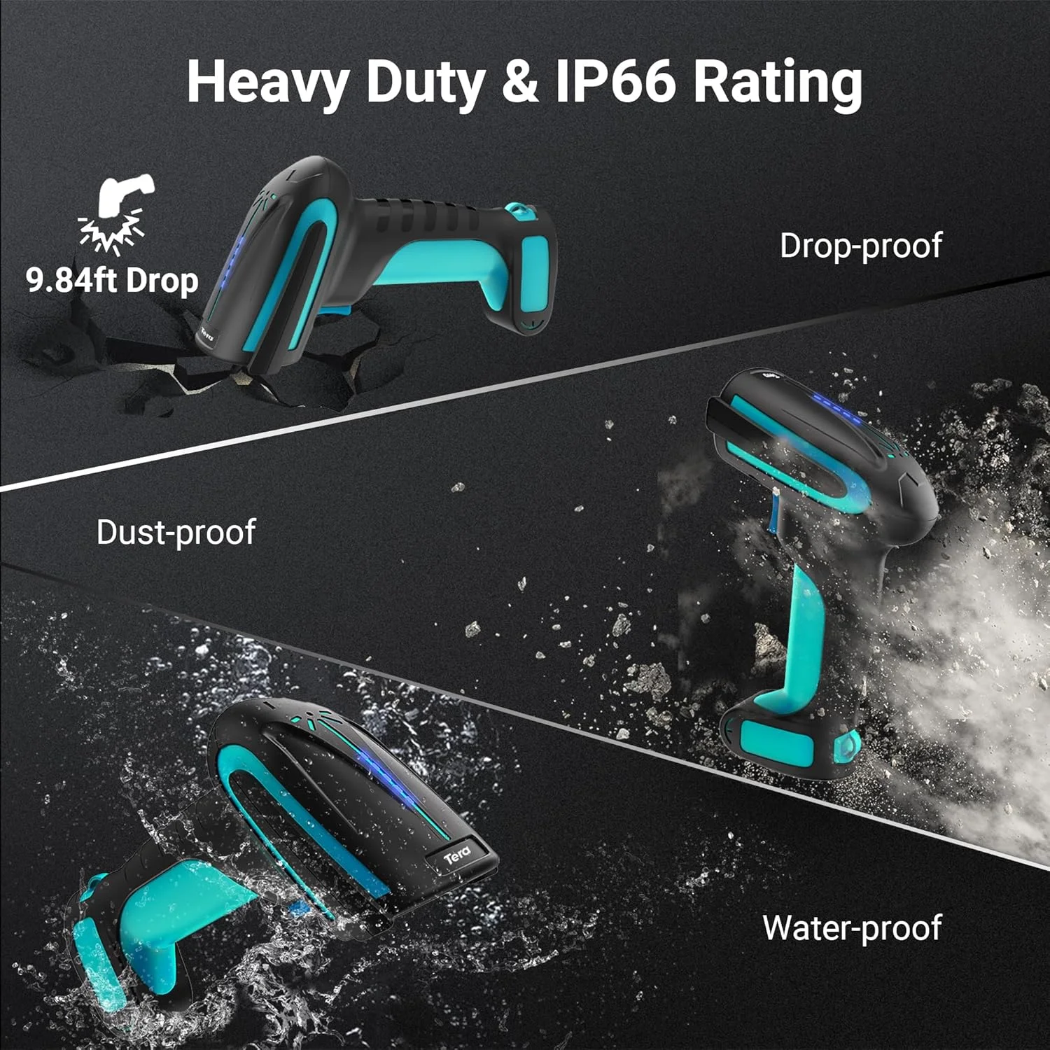 بارکد خوان Tera Pro 3-in-1 با عملکرد فوق العاده، بارکد خوان بی سیم QR 2D 1D بلوتوث بی سیم 2.4G و USB-C سیمی صنعتی 1D، باتری 2500mAh، مقاومت عالی در برابر سقوط به همراه پایه مدل 8100 آبی بارکد خوان Tera Pro 3-in-1 با عملکرد فوق العاده، بارکد خوان بی سیم QR 2D 1D بلوتوث بی سیم 2.4G و USB-C سیمی صنعتی 1D، باتری 2500mAh، مقاومت عالی در برابر سقوط به همراه پایه مدل 8100 آبی