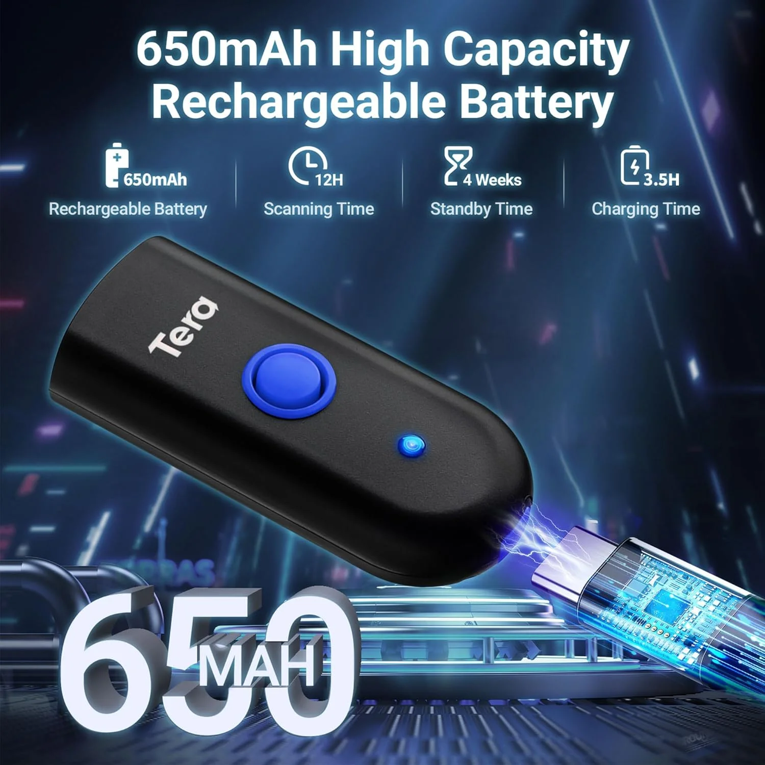 بارکد خوان لیزری تک بعدی بلوتوثی Tera Mini، بارکد خوان قابل حمل 3 در 1 USB سیمی و بی سیم 2.4G و بلوتوث سازگار با IOS، MAC OS، Android، تبلت ها بارکد خوان لیزری تک بعدی بلوتوثی Tera Mini، بارکد خوان قابل حمل 3 در 1 USB سیمی و بی سیم 2.4G و بلوتوث سازگار با IOS، MAC OS، Android، تبلت ها