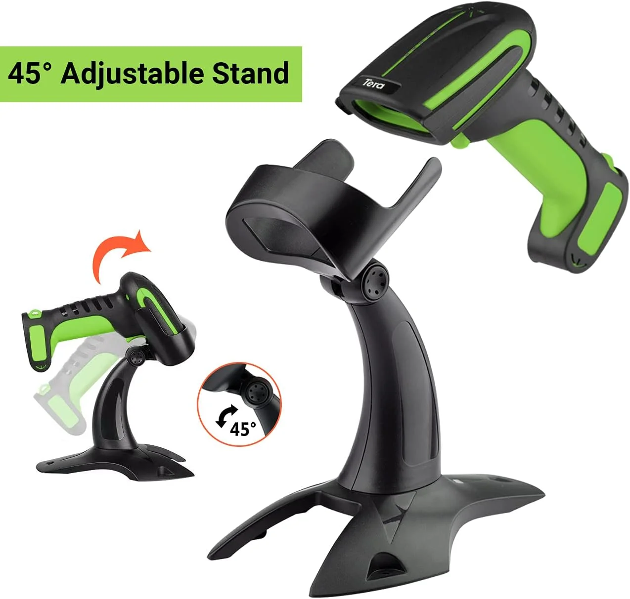 اسکنر بارکد بی سیم صنعتی Tera Pro (عملکرد فوق العاده) 2D QR 1D، بارکد خوان بی سیم 2.4G 2500mAh سازگار با بلوتوث، مقاوم در برابر سقوط برای ویندوز، مک، اندروید، iOS مدل 8100 سبز اسکنر بارکد بی سیم صنعتی Tera Pro (عملکرد فوق العاده) 2D QR 1D، بارکد خوان بی سیم 2.4G 2500mAh سازگار با بلوتوث، مقاوم در برابر سقوط برای ویندوز، مک، اندروید، iOS مدل 8100 سبز