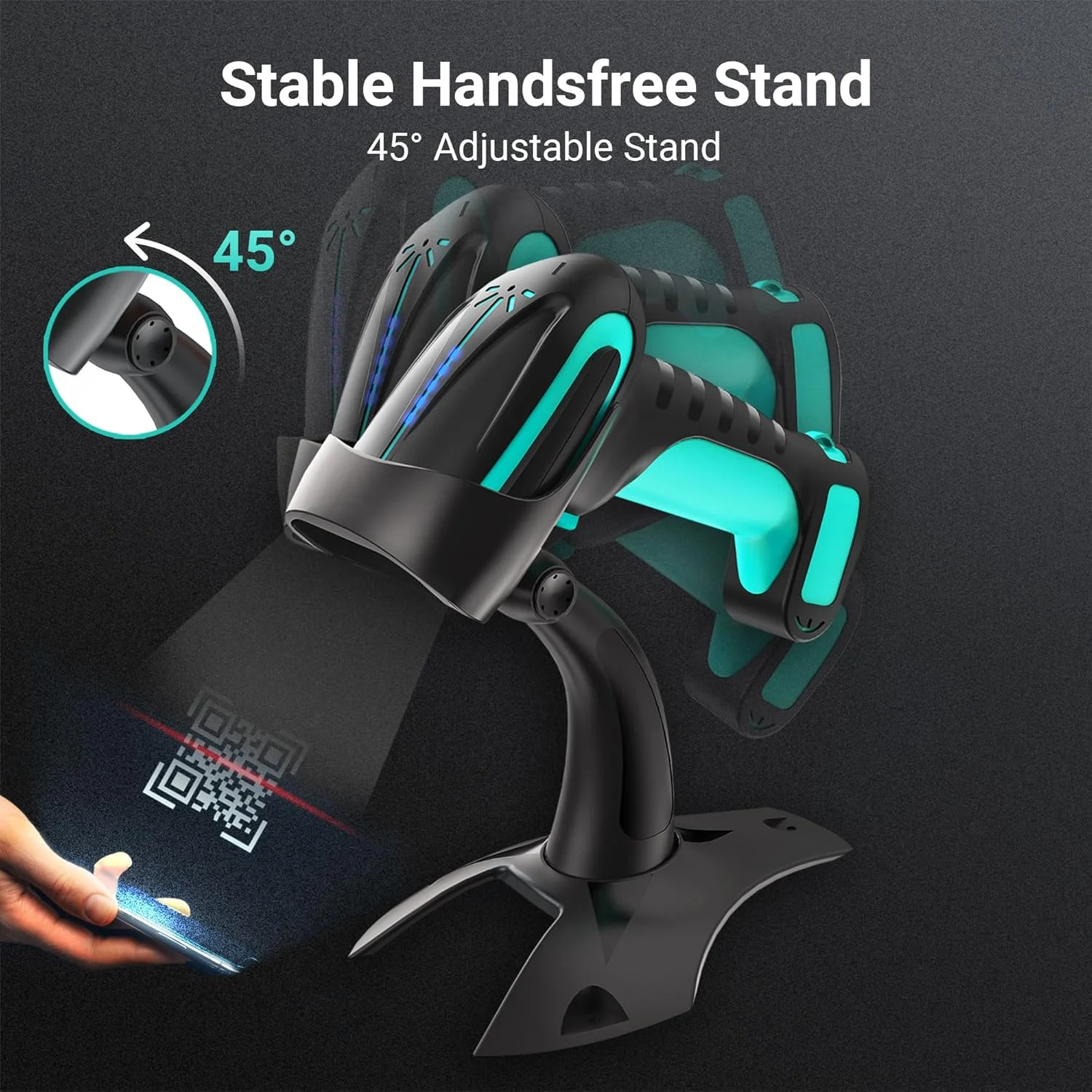 بارکد خوان Tera Pro 3-in-1 با عملکرد فوق العاده، بارکد خوان بی سیم QR 2D 1D بلوتوث بی سیم 2.4G و USB-C سیمی صنعتی 1D، باتری 2500mAh، مقاومت عالی در برابر سقوط به همراه پایه مدل 8100 آبی بارکد خوان Tera Pro 3-in-1 با عملکرد فوق العاده، بارکد خوان بی سیم QR 2D 1D بلوتوث بی سیم 2.4G و USB-C سیمی صنعتی 1D، باتری 2500mAh، مقاومت عالی در برابر سقوط به همراه پایه مدل 8100 آبی