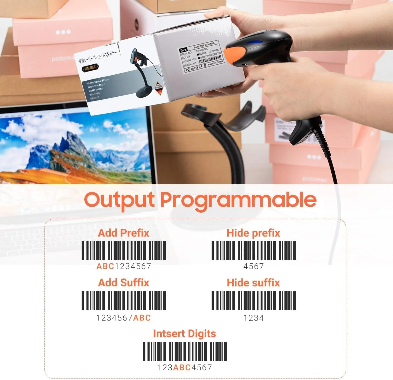 اسکنر بارکد Tera Pro با پایه USB سیمی 1D اسکنر بارکد دستی اسکن لیزری فوق العاده سریع، دقیق و هوشمند برای بارکدهای فوق العاده بلند اسکنر بارکد Tera Pro با پایه USB سیمی 1D اسکنر بارکد دستی اسکن لیزری فوق العاده سریع، دقیق و هوشمند برای بارکدهای فوق العاده بلند