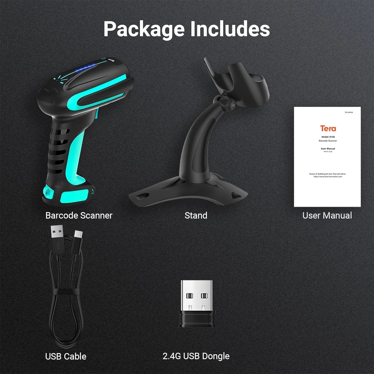 بارکد خوان Tera Pro 3-in-1 با عملکرد فوق العاده، بارکد خوان بی سیم QR 2D 1D بلوتوث بی سیم 2.4G و USB-C سیمی صنعتی 1D، باتری 2500mAh، مقاومت عالی در برابر سقوط به همراه پایه مدل 8100 آبی بارکد خوان Tera Pro 3-in-1 با عملکرد فوق العاده، بارکد خوان بی سیم QR 2D 1D بلوتوث بی سیم 2.4G و USB-C سیمی صنعتی 1D، باتری 2500mAh، مقاومت عالی در برابر سقوط به همراه پایه مدل 8100 آبی