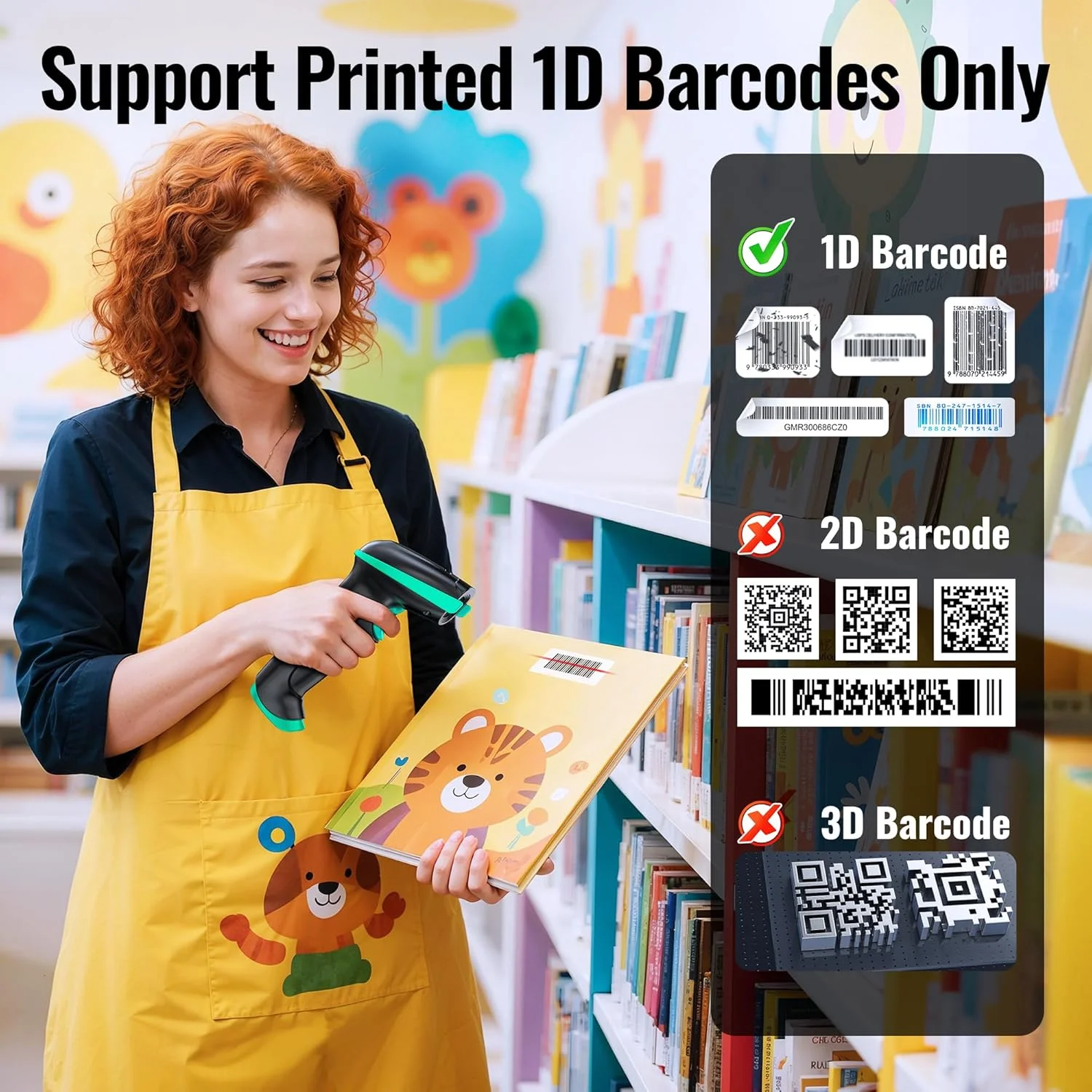 اسکنر بارکد 1D بی سیم Tera با نشانگر سطح باتری، همه کاره 2 در 1 (بی سیم 2.4 گیگاهرتز + USB 2.0 سیمی)، فاصله انتقال 328 فوت، بارکد خوان قابل شارژ USB دستی