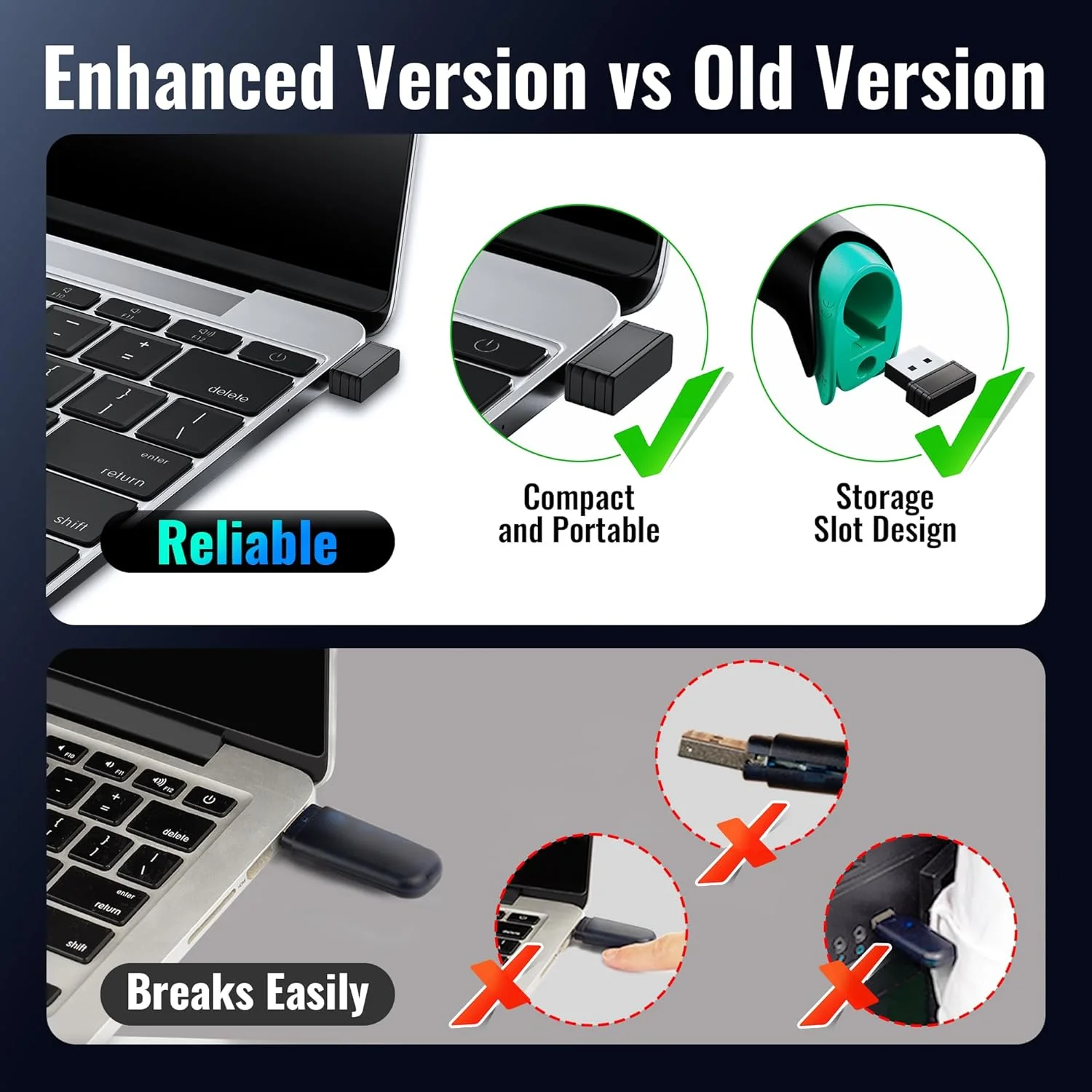 اسکنر بارکد 1D بی سیم Tera با نشانگر سطح باتری، همه کاره 2 در 1 (بی سیم 2.4 گیگاهرتز + USB 2.0 سیمی)، فاصله انتقال 328 فوت، بارکد خوان قابل شارژ USB دستی