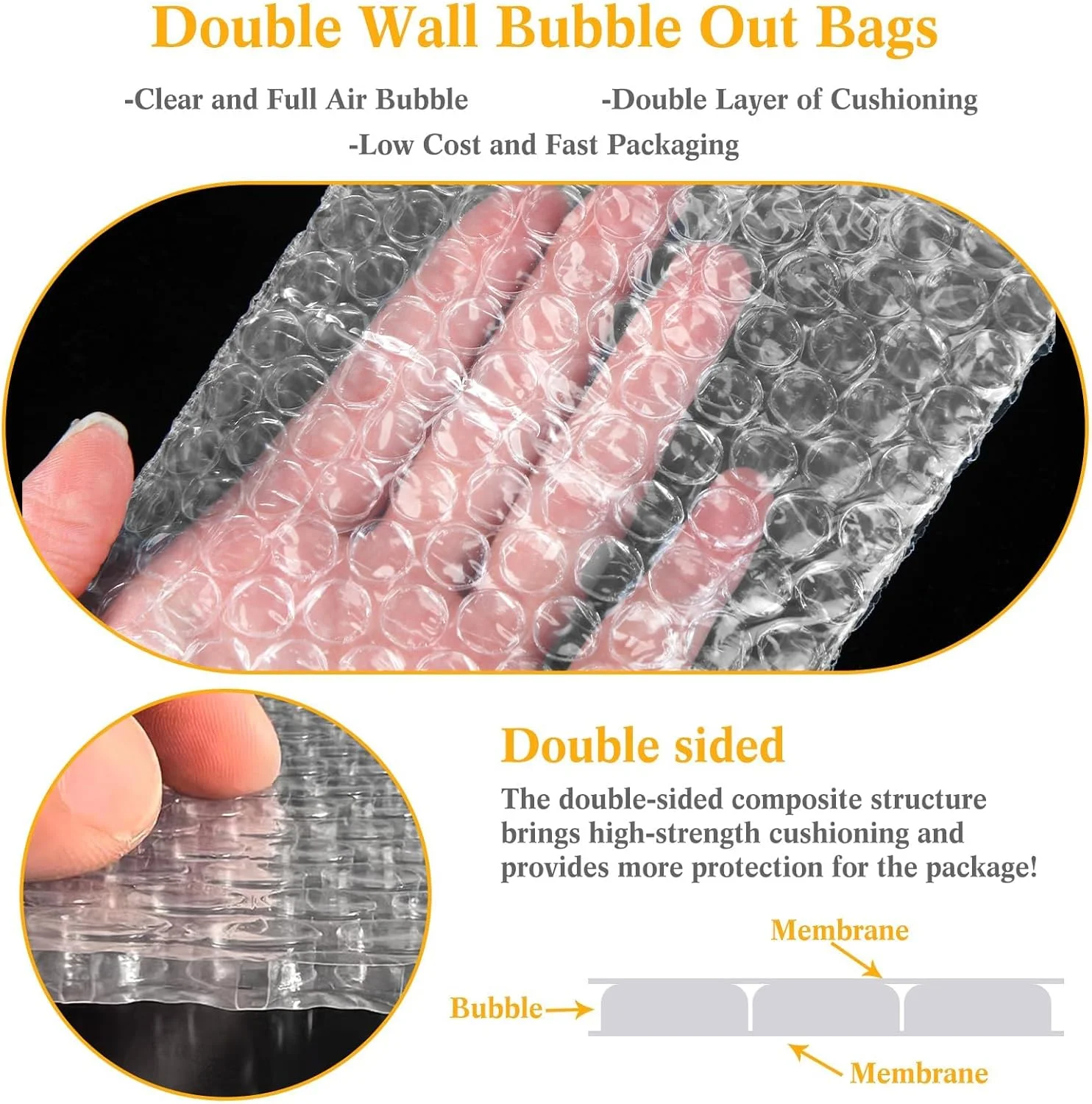 بسته 120 عددی کیسه های ضربه گیر حباب دار 10x15 سانتی متری، کیسه های بسته بندی حباب دار دو جداره، کیسه های محافظ شفاف ضد ضربه برای حمل و نقل، بسته بندی، نگهداری و اسباب کشی