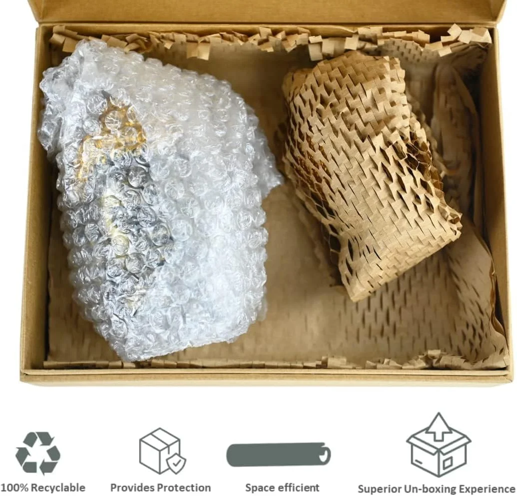 پوشش حبابدار سازگار با محیط زیست | کاغذ لانه زنبوری برای بسته بندی محافظتی با بالشتک | 38 سانتی متر × 10 متر (قابل استفاده 15 متر) | لوازم بسته بندی، اقلام شکستنی، هدایا پوشش حبابدار سازگار با محیط زیست | کاغذ لانه زنبوری برای بسته بندی محافظتی با بالشتک | 38 سانتی متر × 10 متر (قابل استفاده 15 متر) | لوازم بسته بندی، اقلام شکستنی، هدایا