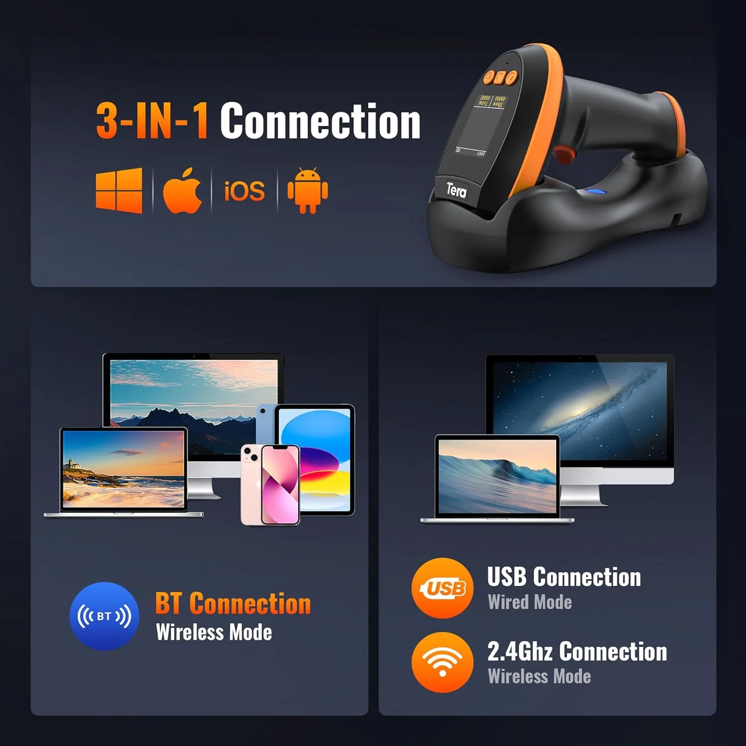 بارکد خوان سیمی USB Tera با برد بلند مدل 3106-GY بارکد خوان سیمی USB Tera با برد بلند مدل 3106-GY