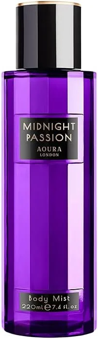 اسپری بدن زنانه آئورا لندن مدل Midnight Passion حجم 220 میلی لیتر | رایحه گلی با طراوت و ماندگاری طولانی | اسپری خوشبو کننده مناسب استفاده روزانه 200 میلی لیتر