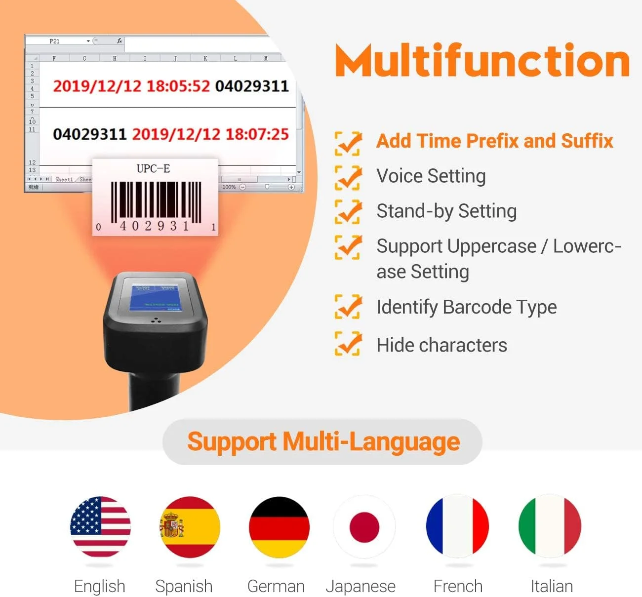اسکنر بارکد دوبعدی QR بی سیم Tera با صفحه نمایش و پایه شارژ، سازگار با بلوتوث و بارکد خوان دستی بی سیم 2.4G 1D شماره ثبت اختراع 90078251950003 اسکنر بارکد دوبعدی QR بی سیم Tera با صفحه نمایش و پایه شارژ، سازگار با بلوتوث و بارکد خوان دستی بی سیم 2.4G 1D شماره ثبت اختراع 90078251950003