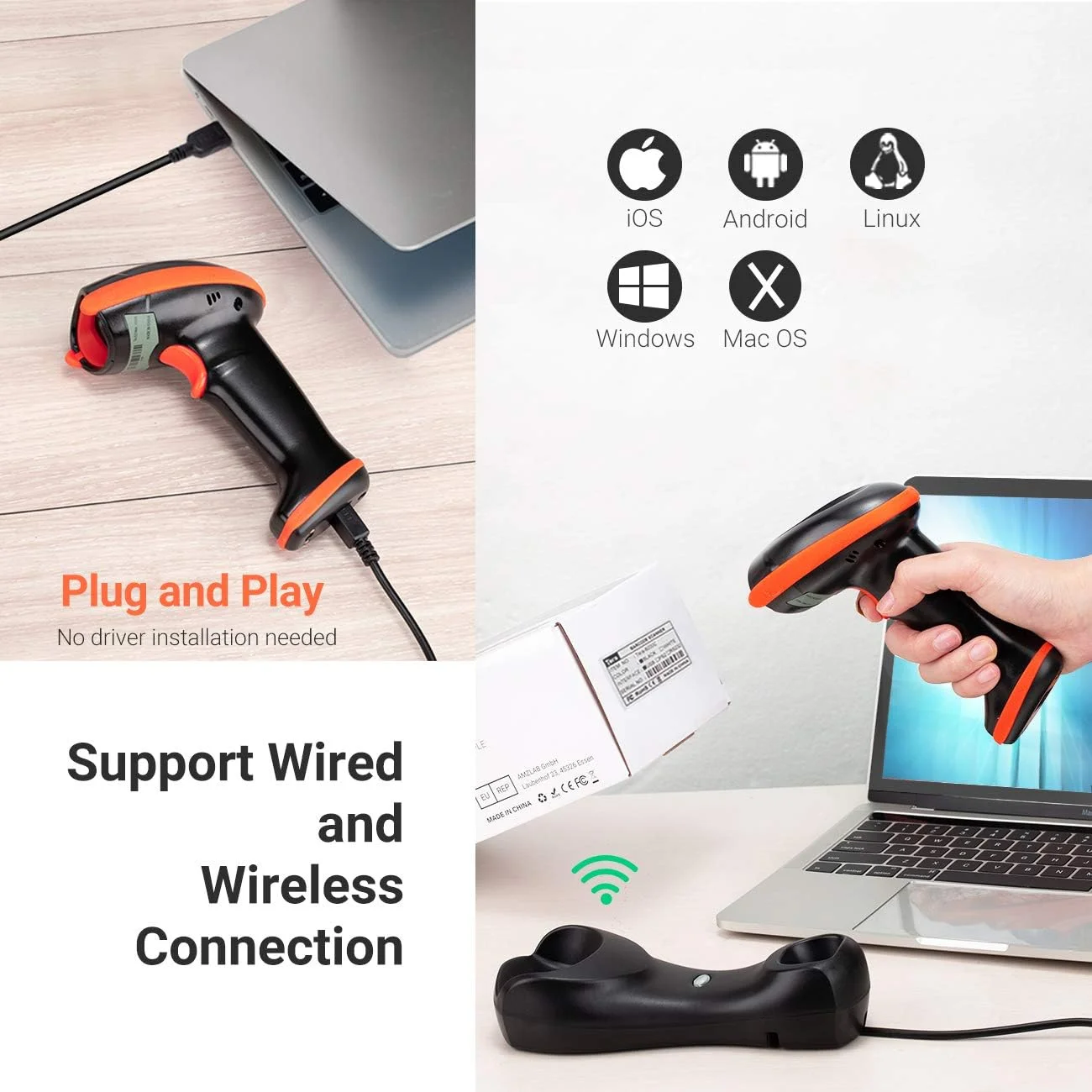 اسکنر بارکد دوبعدی Tera USB سیمی با پایه شارژ، بارکد خوان دستی بارکد های QR 1D 2D، 3 در 1 (پایه USB، پایه شارژ، گیرنده) با عملکرد بازنشانی و شمارش با یک کلید اسکنر بارکد دوبعدی Tera USB سیمی با پایه شارژ، بارکد خوان دستی بارکد های QR 1D 2D، 3 در 1 (پایه USB، پایه شارژ، گیرنده) با عملکرد بازنشانی و شمارش با یک کلید