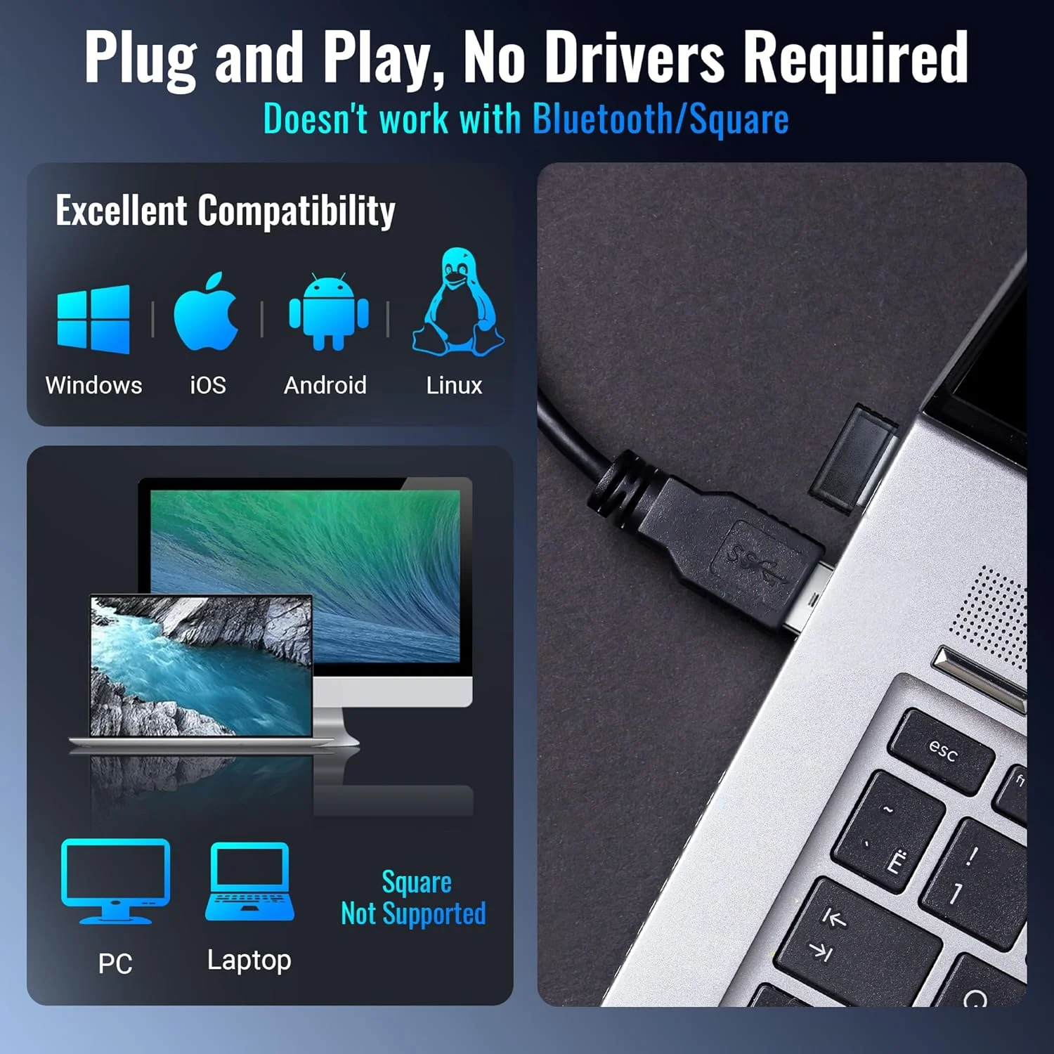 اسکنر بارکد بی سیم Tera (بی سیم 2.4 گیگاهرتز + سیمی USB 2.0) بارکد خوان اتوماتیک 1D قابل شارژ اسکنر بارکد بی سیم Tera (بی سیم 2.4 گیگاهرتز + سیمی USB 2.0) بارکد خوان اتوماتیک 1D قابل شارژ