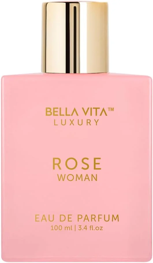 عطر زنانه رز BellaVita Luxury، هدیه رمضان | عطر زنانه شیرین، گلی و شرقی عید با رایحه های وانیل کهربایی، انگور فرنگی سیاه، رز و یاس | عطر وانیلی وگان و بدون تست حیوانی، 100 میلی لیتر