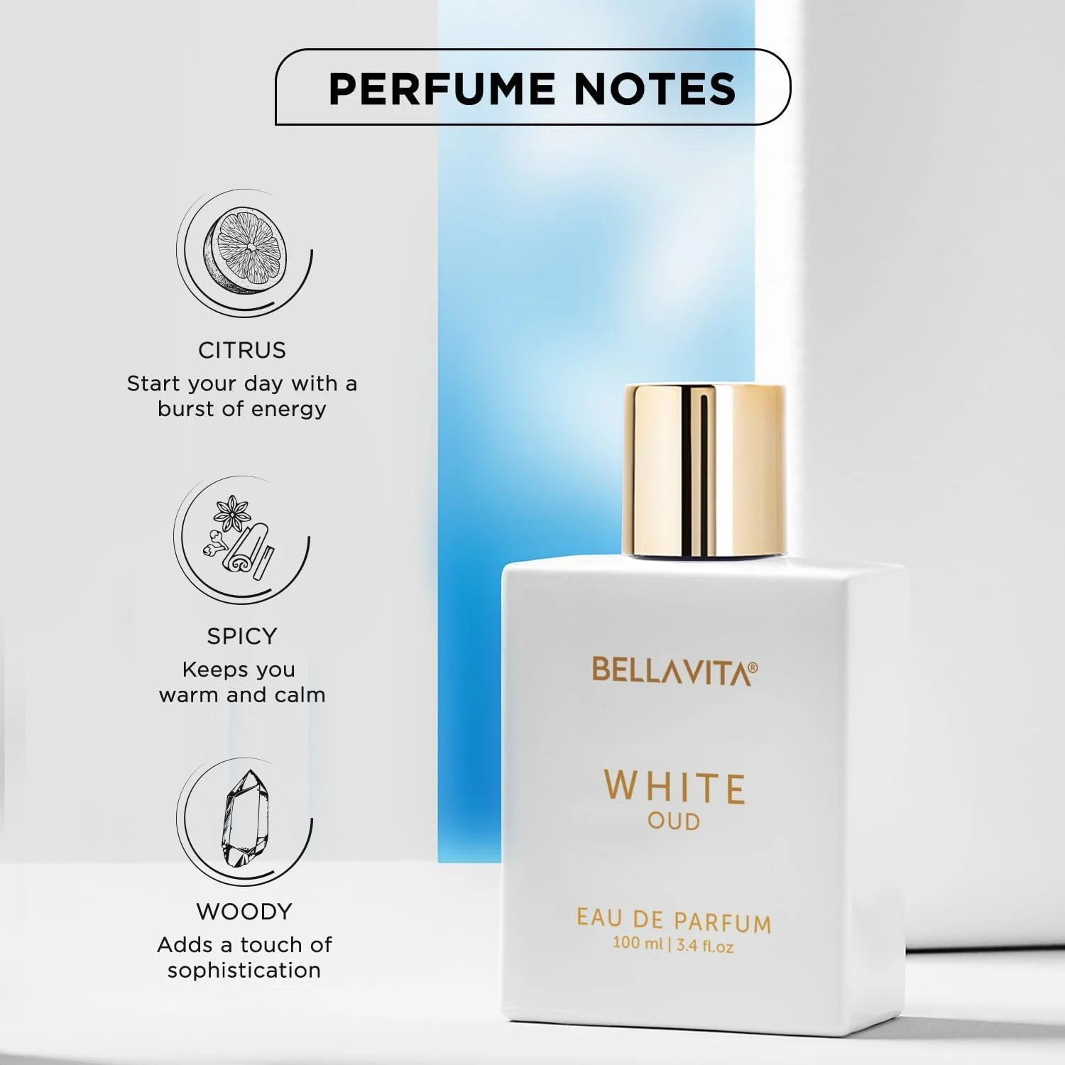 عطر زنانه White OUD BellaVita Luxury | مشک سفید، وانیل، عنبر | عطر زنانه ماندگار | عطر عود برای زنان | روغن های معطر دارای گواهینامه IFRA | بدون تست حیوانی، بطری عطر، 100 میلی لیتر عطر زنانه White OUD BellaVita Luxury | مشک سفید، وانیل، عنبر | عطر زنانه ماندگار | عطر عود برای زنان | روغن های معطر دارای گواهینامه IFRA | بدون تست حیوانی، بطری عطر، 100 میلی لیتر