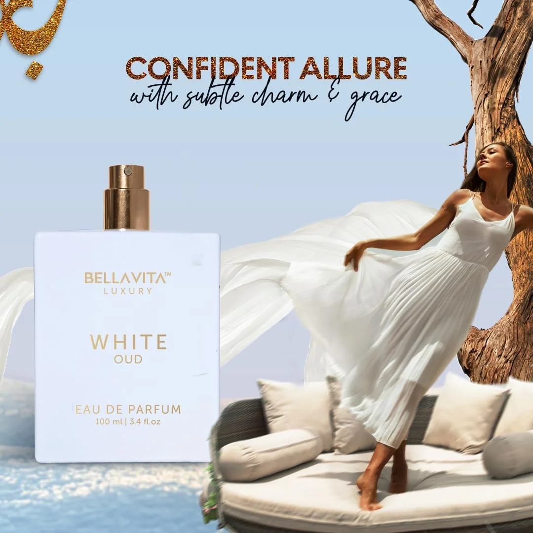 عطر زنانه White OUD BellaVita Luxury | مشک سفید، وانیل، عنبر | عطر زنانه ماندگار | عطر عود برای زنان | روغن های معطر دارای گواهینامه IFRA | بدون تست حیوانی، بطری عطر، 100 میلی لیتر عطر زنانه White OUD BellaVita Luxury | مشک سفید، وانیل، عنبر | عطر زنانه ماندگار | عطر عود برای زنان | روغن های معطر دارای گواهینامه IFRA | بدون تست حیوانی، بطری عطر، 100 میلی لیتر