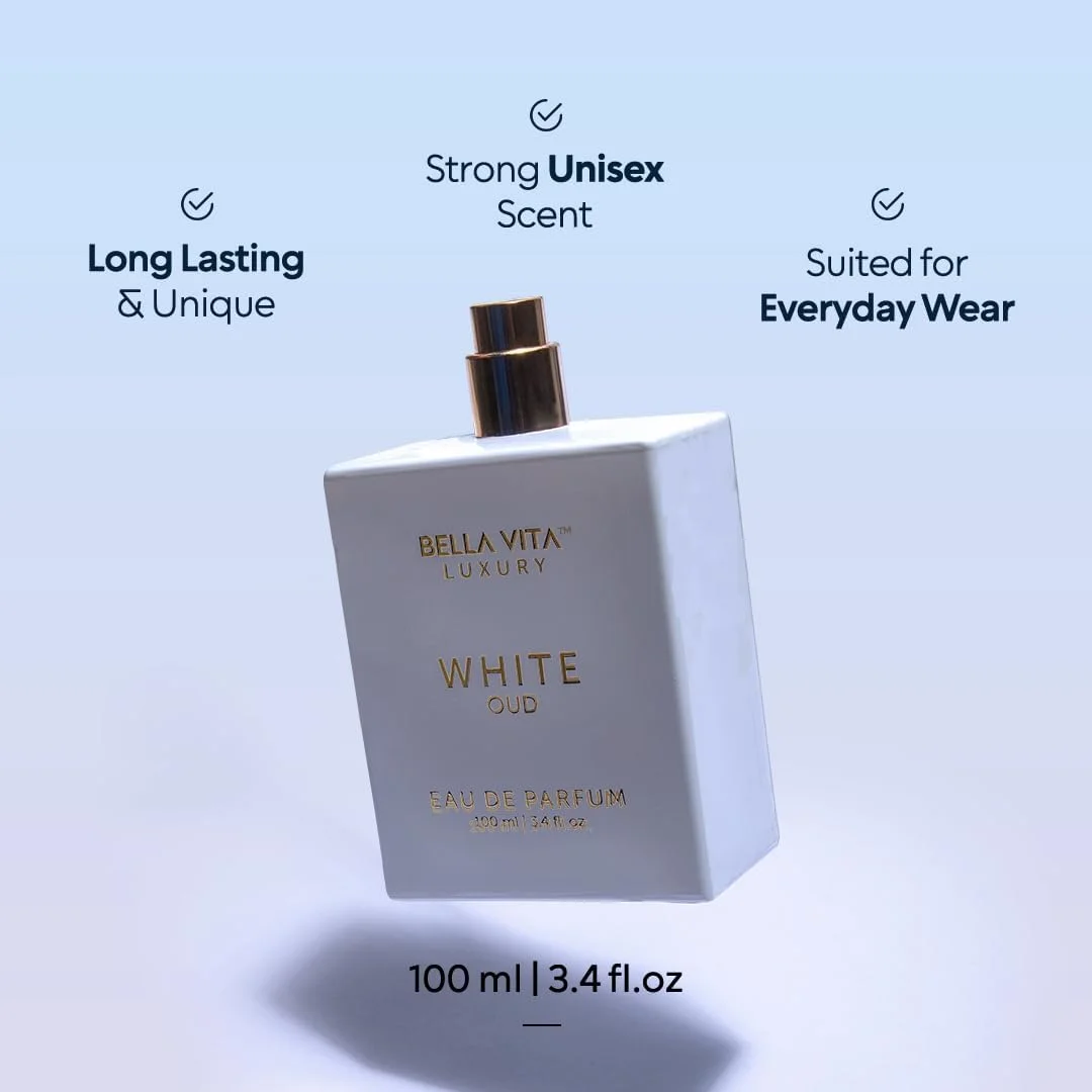 عطر زنانه White OUD BellaVita Luxury | مشک سفید، وانیل، عنبر | عطر زنانه ماندگار | عطر عود برای زنان | روغن های معطر دارای گواهینامه IFRA | بدون تست حیوانی، بطری عطر، 100 میلی لیتر عطر زنانه White OUD BellaVita Luxury | مشک سفید، وانیل، عنبر | عطر زنانه ماندگار | عطر عود برای زنان | روغن های معطر دارای گواهینامه IFRA | بدون تست حیوانی، بطری عطر، 100 میلی لیتر