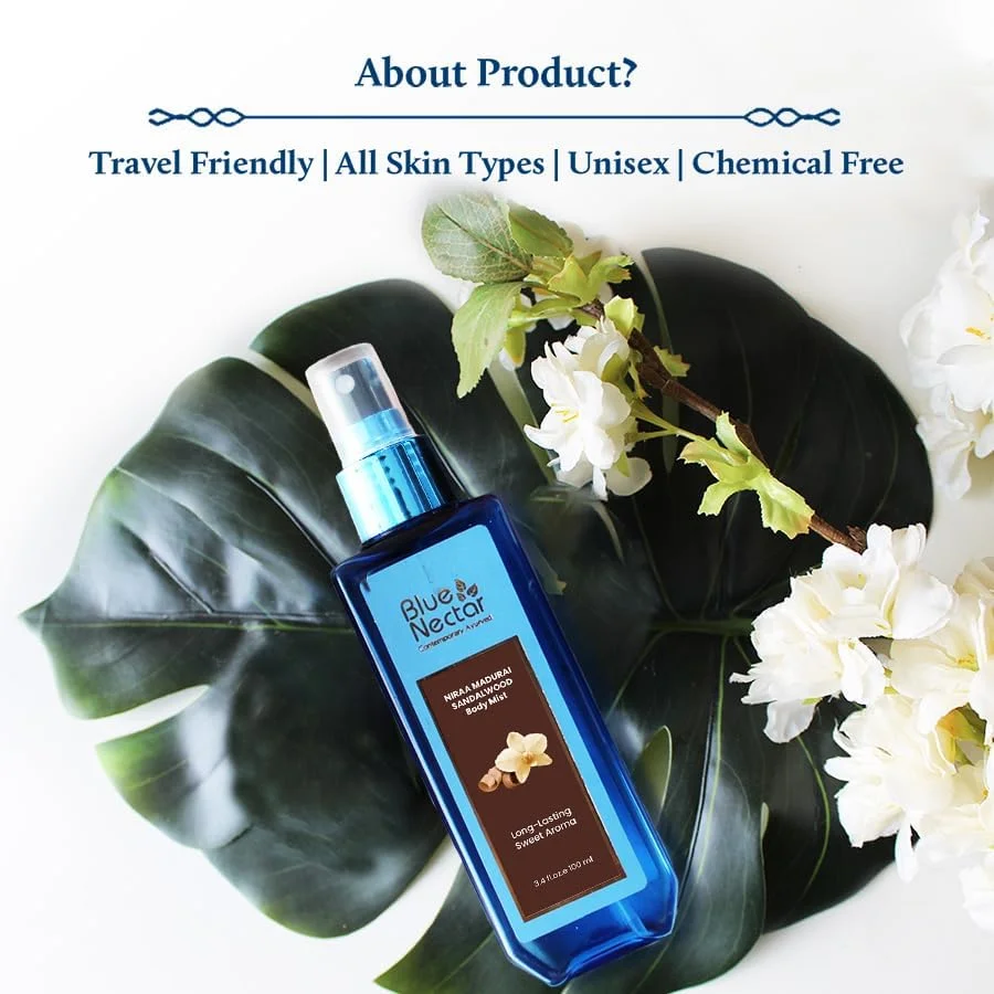 اسپری بدن چوب صندل مادورای نیرا بلو نکتار برای طراوت ماندگار و رایحه معطر بدن (100 میلی لیتر)