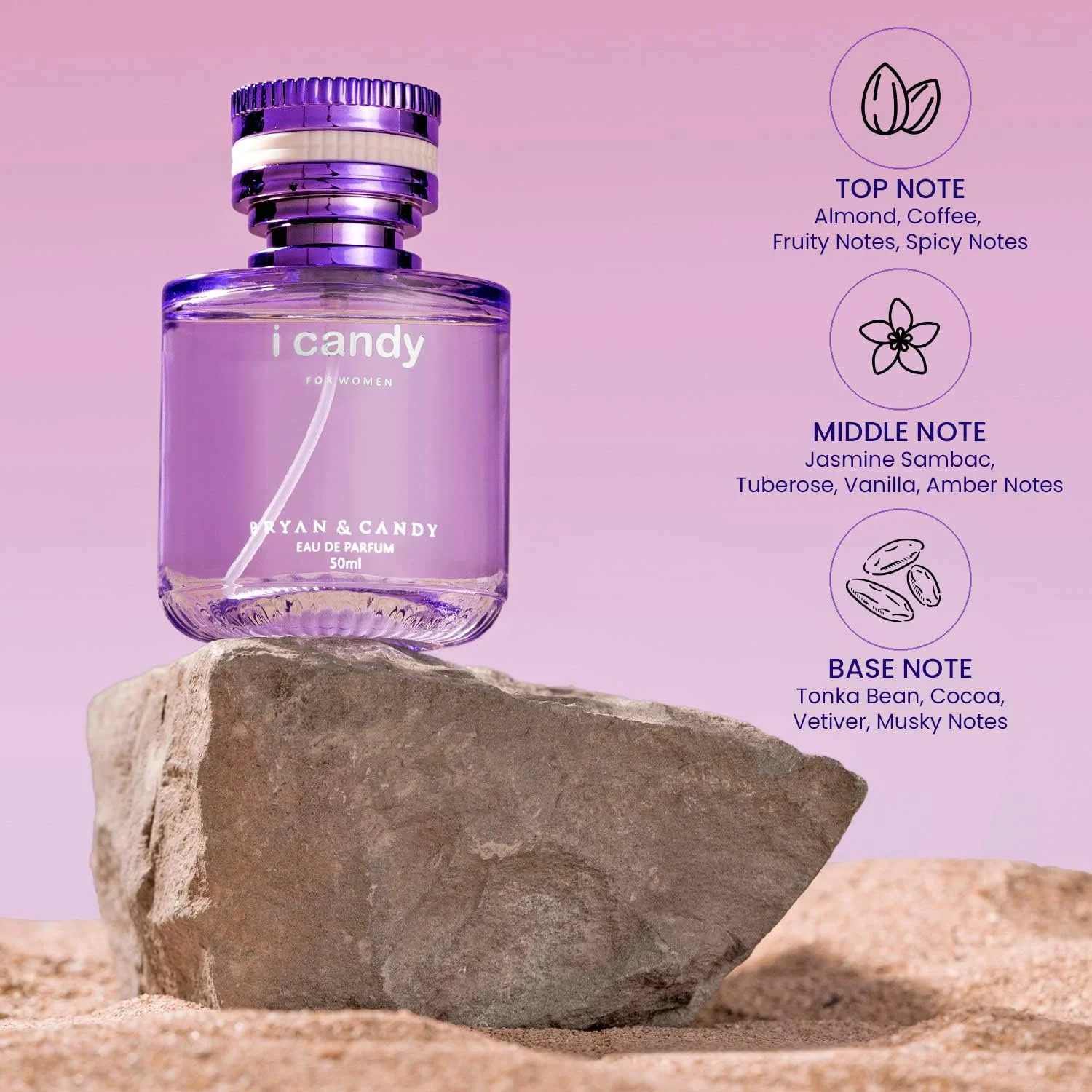 عطر زنانه BRYAN & CANDY Icandy با رایحه ماندگار و آرامش بخش (50 میلی لیتر (بسته 1 عددی)) عطر زنانه BRYAN & CANDY Icandy با رایحه ماندگار و آرامش بخش (50 میلی لیتر (بسته 1 عددی))