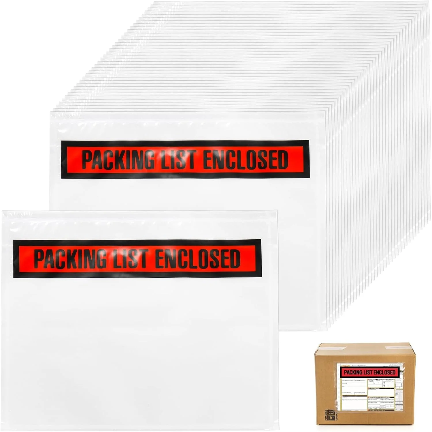 پاکت لیست بسته بندی KASTWAVE، 100 عدد، 150mm x 220mm، پاکت های حمل و نقل شفاف چسبی خود چسب پاکت لیست بسته بندی KASTWAVE، 100 عدد، 150mm x 220mm، پاکت های حمل و نقل شفاف چسبی خود چسب