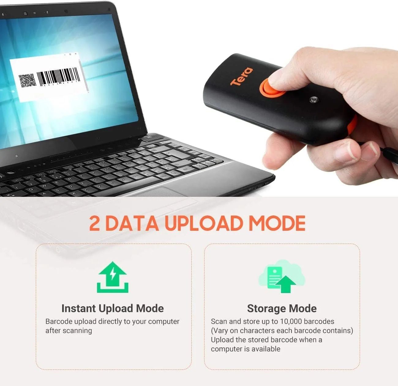 اسکنر بارکد بی سیم Tera Pro، اسکنر 2D مینی جیبی ضد آب و ضد ضربه، بارکد خوان 3 در 1 بلوتوث و USB سیمی و 2.4G اسکنر تصویر QR قابل حمل 2D سازگار با iOS، ویندوز، اندروید 1100D اسکنر بارکد بی سیم Tera Pro، اسکنر 2D مینی جیبی ضد آب و ضد ضربه، بارکد خوان 3 در 1 بلوتوث و USB سیمی و 2.4G اسکنر تصویر QR قابل حمل 2D سازگار با iOS، ویندوز، اندروید 1100D