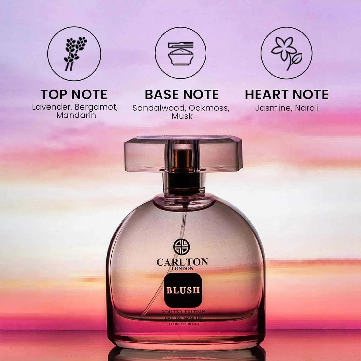 عطر زنانه ادو پرفیوم کارلتون لندن مدل Blush نسخه محدود - 100 میلی لیتر | عطر لوکس ماندگار | رایحه های گلی و میوه ای | عطر ممتاز EDP | عطر برای زنان