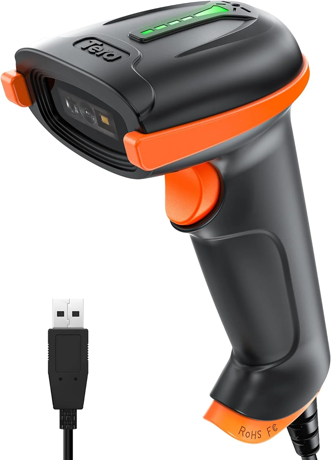 بارکد خوان دو بعدی Tera مدل D5100Y، اسکنر دستی USB با سیم، اسکن بارکد QR Data Matrix PDF417 1D، بارکد خوان تصویر CMOS، اتصال و استفاده آسان