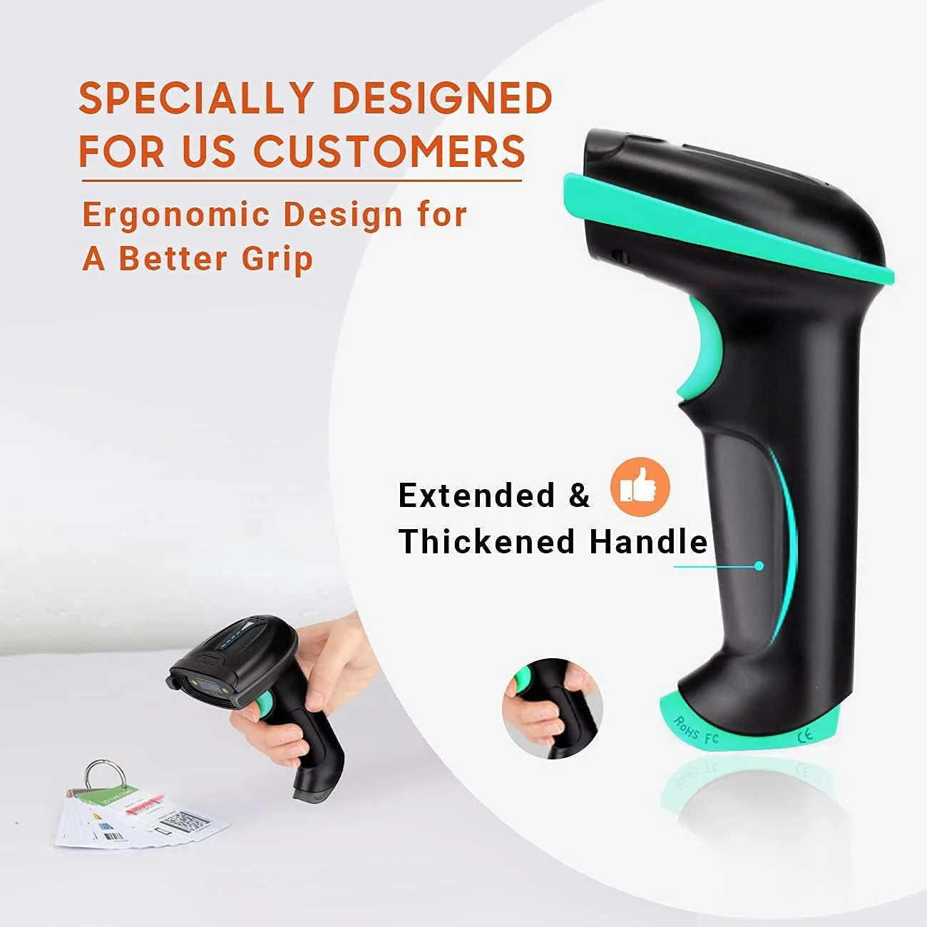 اسکنر بارکد بی سیم Tera 2-در-1 همه کاره (بی سیم 2.4 گیگاهرتز + USB 2.0 سیمی) با نشانگر سطح باتری، فاصله انتقال 328 فوت، بارکد خوان لیزری 1D قابل شارژ USB دستی (آبی) اسکنر بارکد بی سیم Tera 2-در-1 همه کاره (بی سیم 2.4 گیگاهرتز + USB 2.0 سیمی) با نشانگر سطح باتری، فاصله انتقال 328 فوت، بارکد خوان لیزری 1D قابل شارژ USB دستی (آبی)