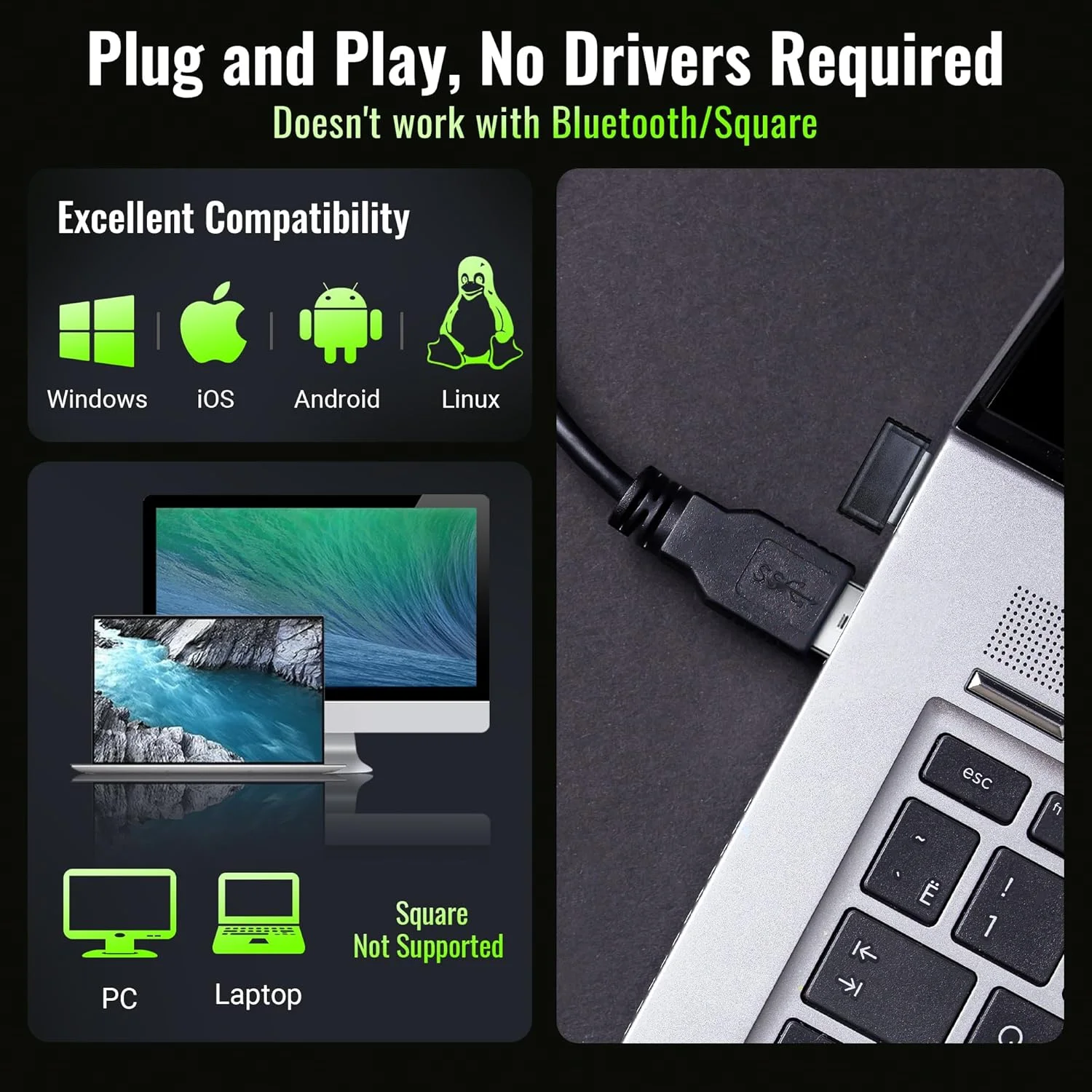 اسکنر بارکد Tera بی سیم همه کاره 2 در 1 بی سیم 2.4 گیگاهرتز و USB 2.0 سیمی اسکنر بارکد Tera بی سیم همه کاره 2 در 1 بی سیم 2.4 گیگاهرتز و USB 2.0 سیمی